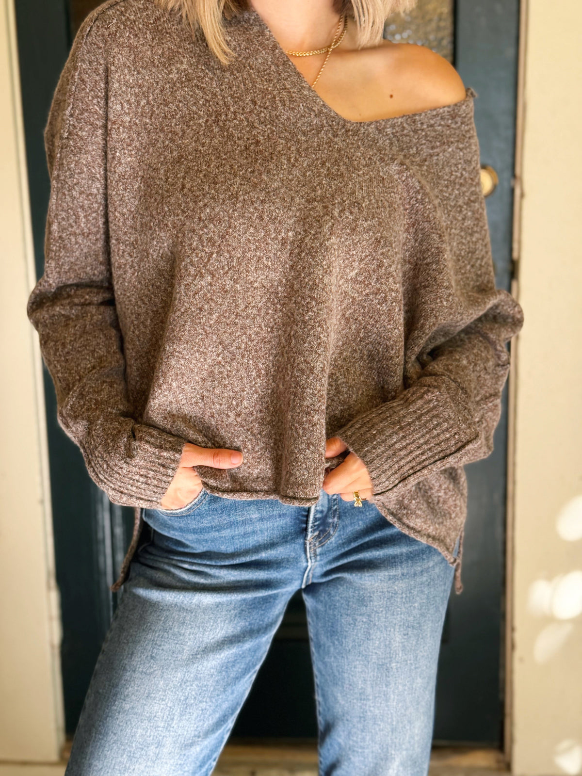 Thora Sweater - MOCHA - willows clothing SWEATER