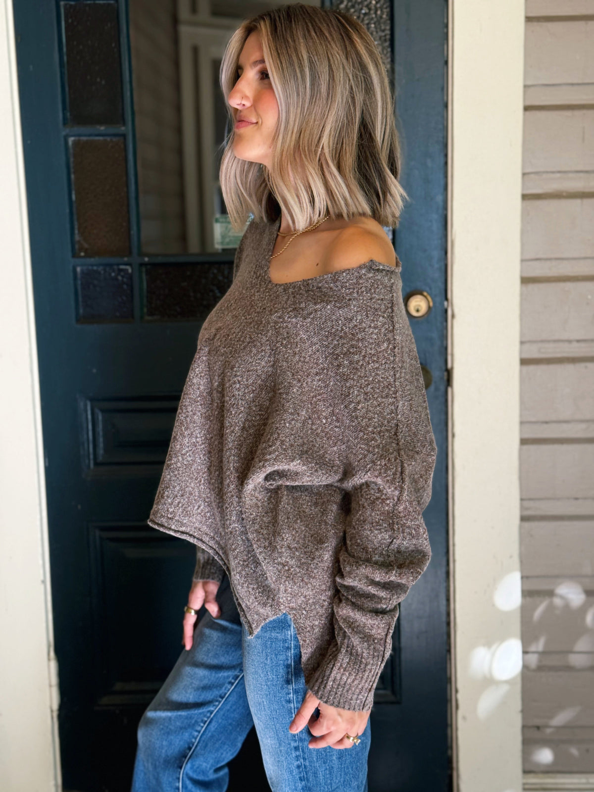 Thora Sweater - MOCHA - willows clothing SWEATER