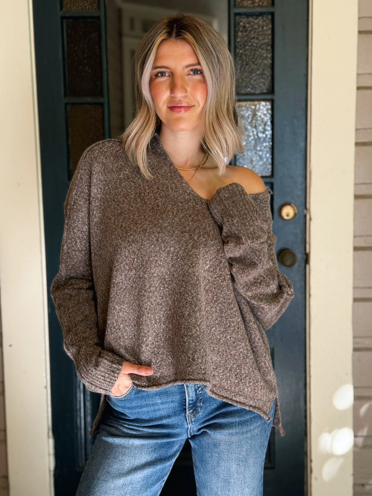 Thora Sweater - MOCHA - willows clothing SWEATER
