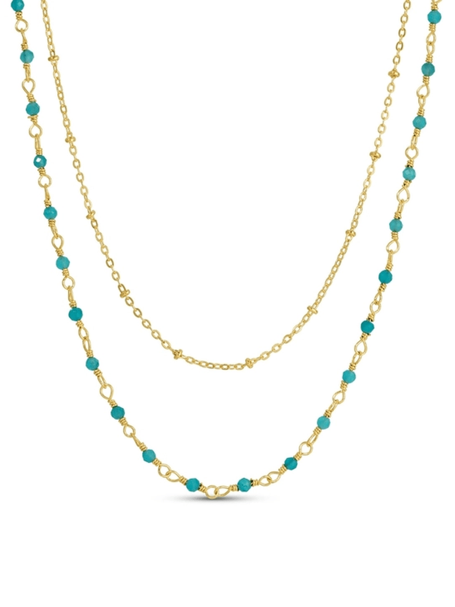 Tidepool Layered Necklace - AQUA - willows clothing NECKLACE