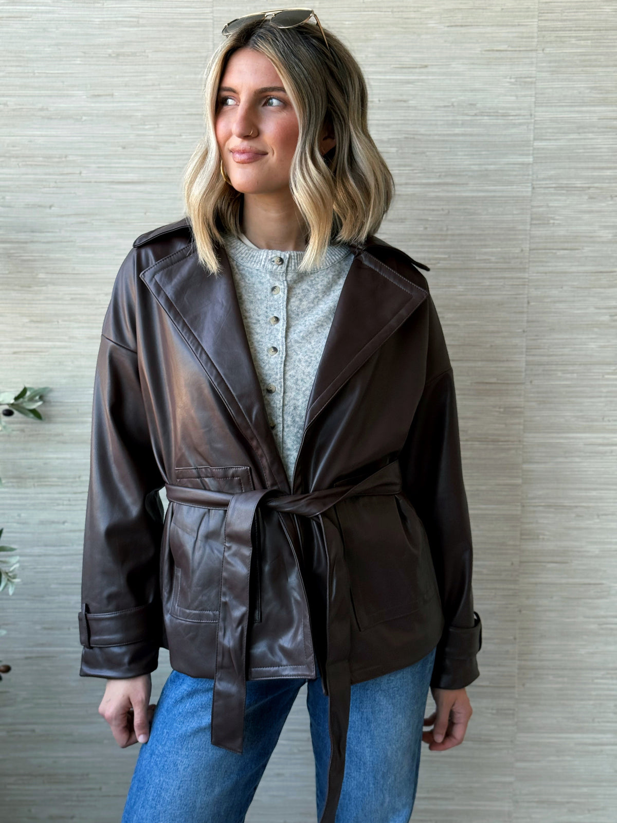 Timeless Leather Jacket - BROWN - willows clothing JACKET