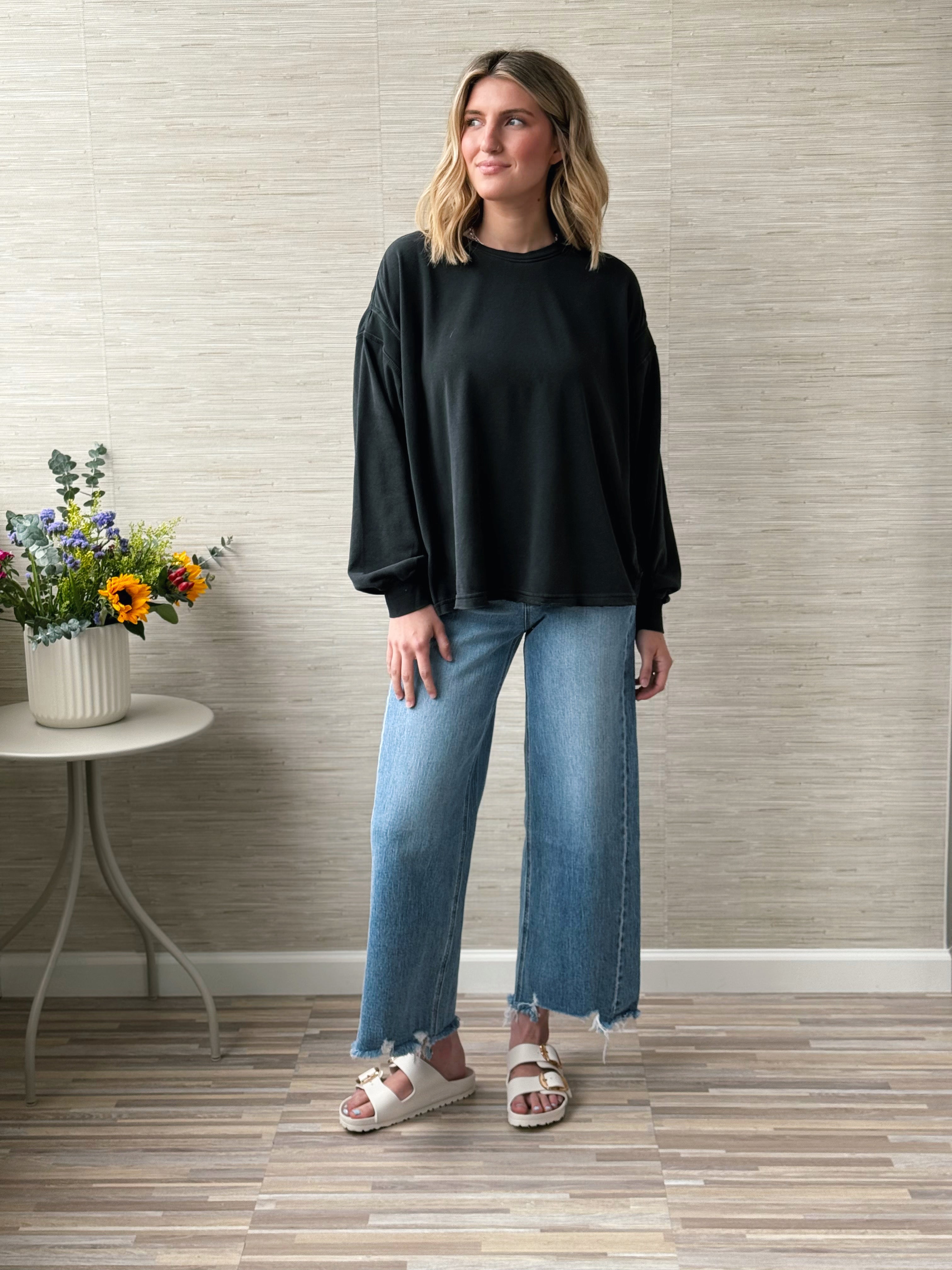 Tisha Sweatshirt - BLACK - willows clothing L/S SHIRT