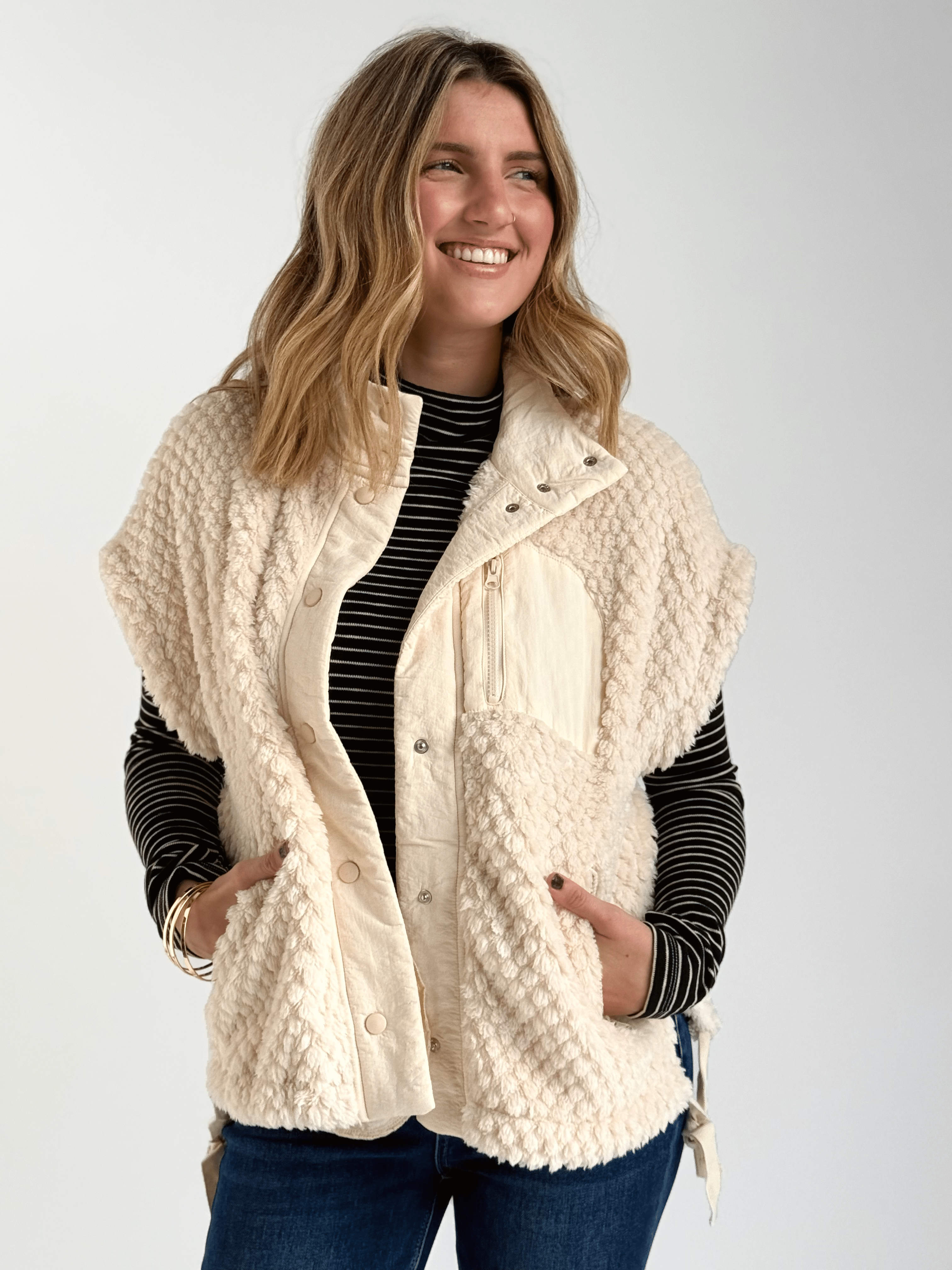 Together Again Vest - ECRU - willows clothing VEST