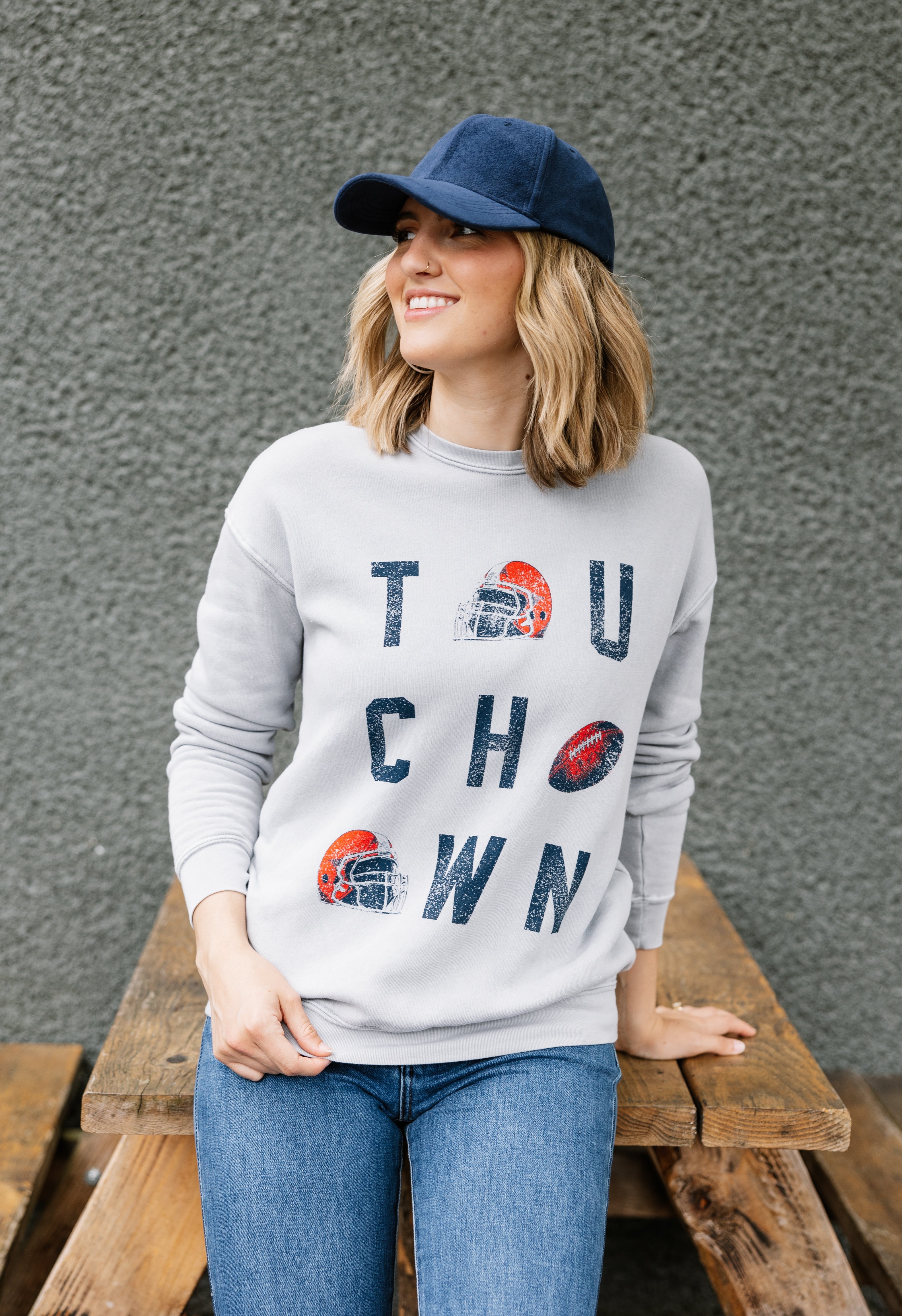 Touchdown Sweatshirt - HEATHER GREY - willows clothing SWEATSHIRT