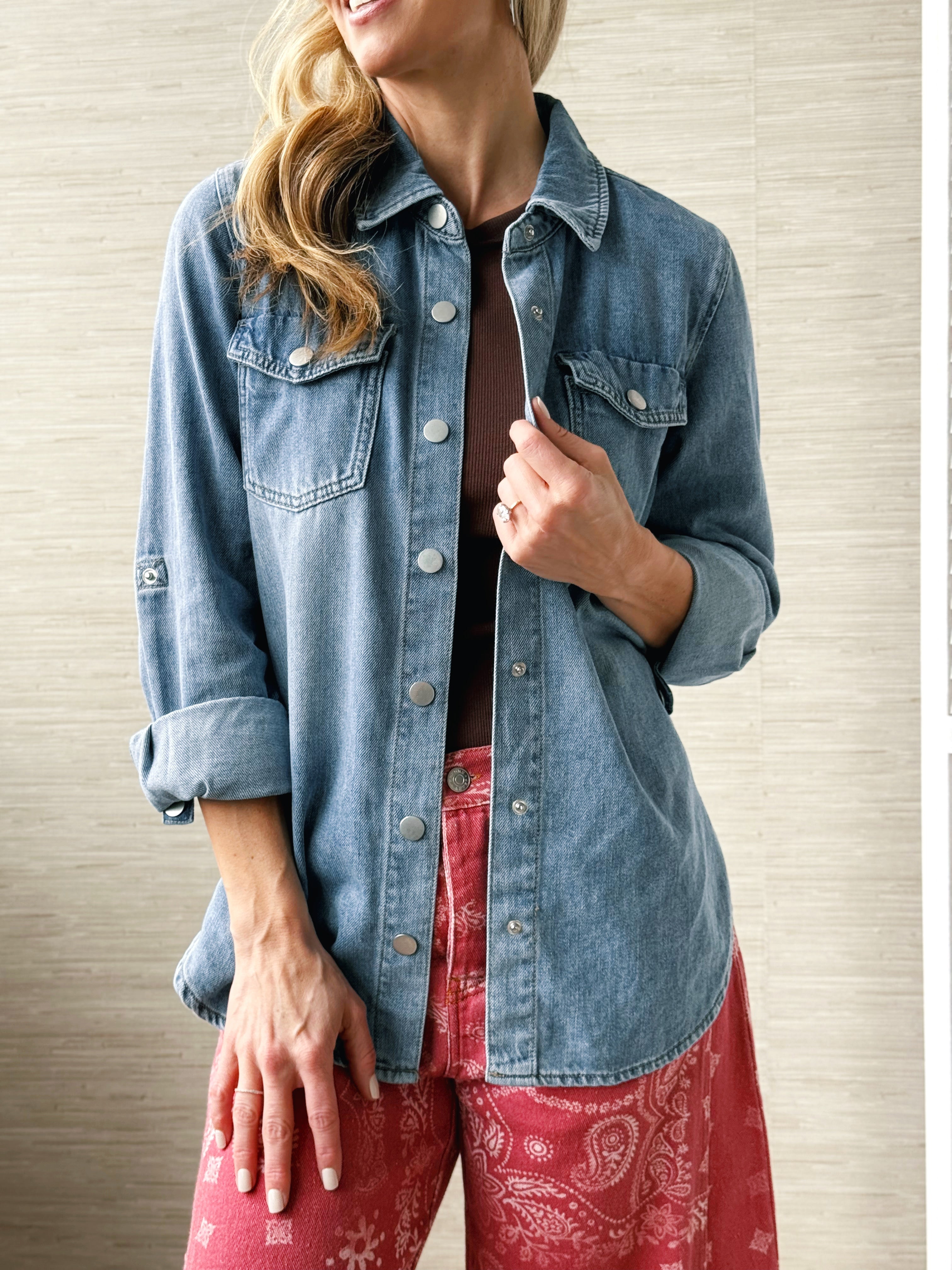 [TRIBAL] Dayton Denim Shirt - OCEANWASH - willows clothing DENIM JACKET