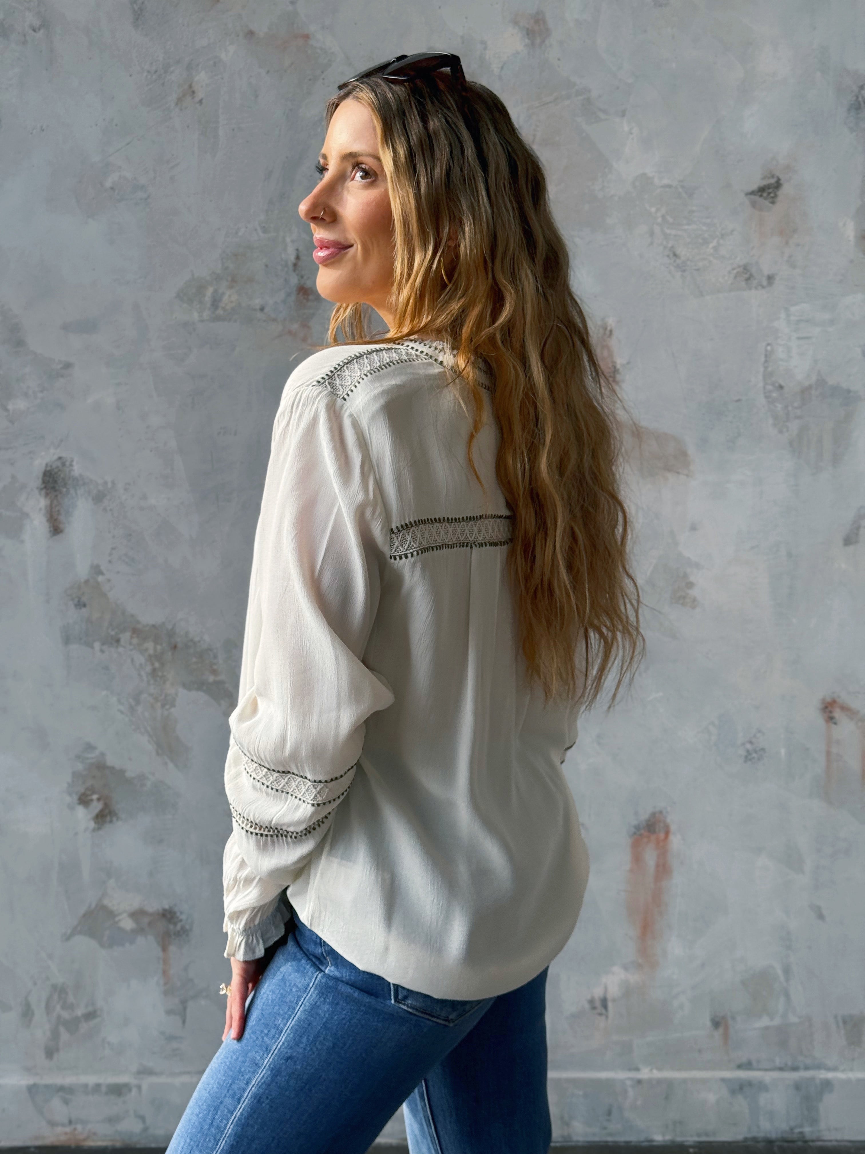 [TRIBAL] Lucia Blouse - EGGSHELL - willows clothing BLOUSE