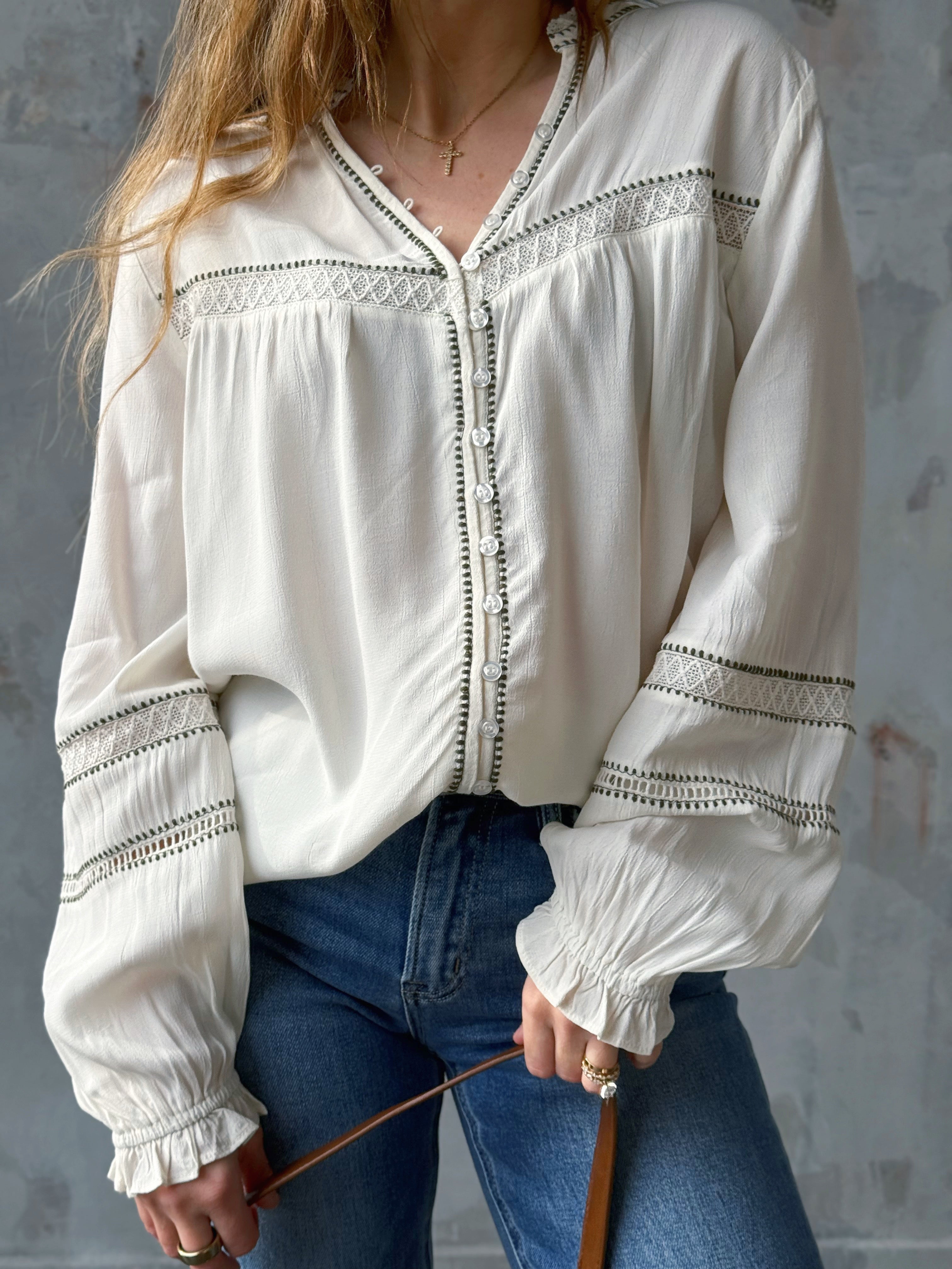 [TRIBAL] Lucia Blouse - EGGSHELL - willows clothing BLOUSE