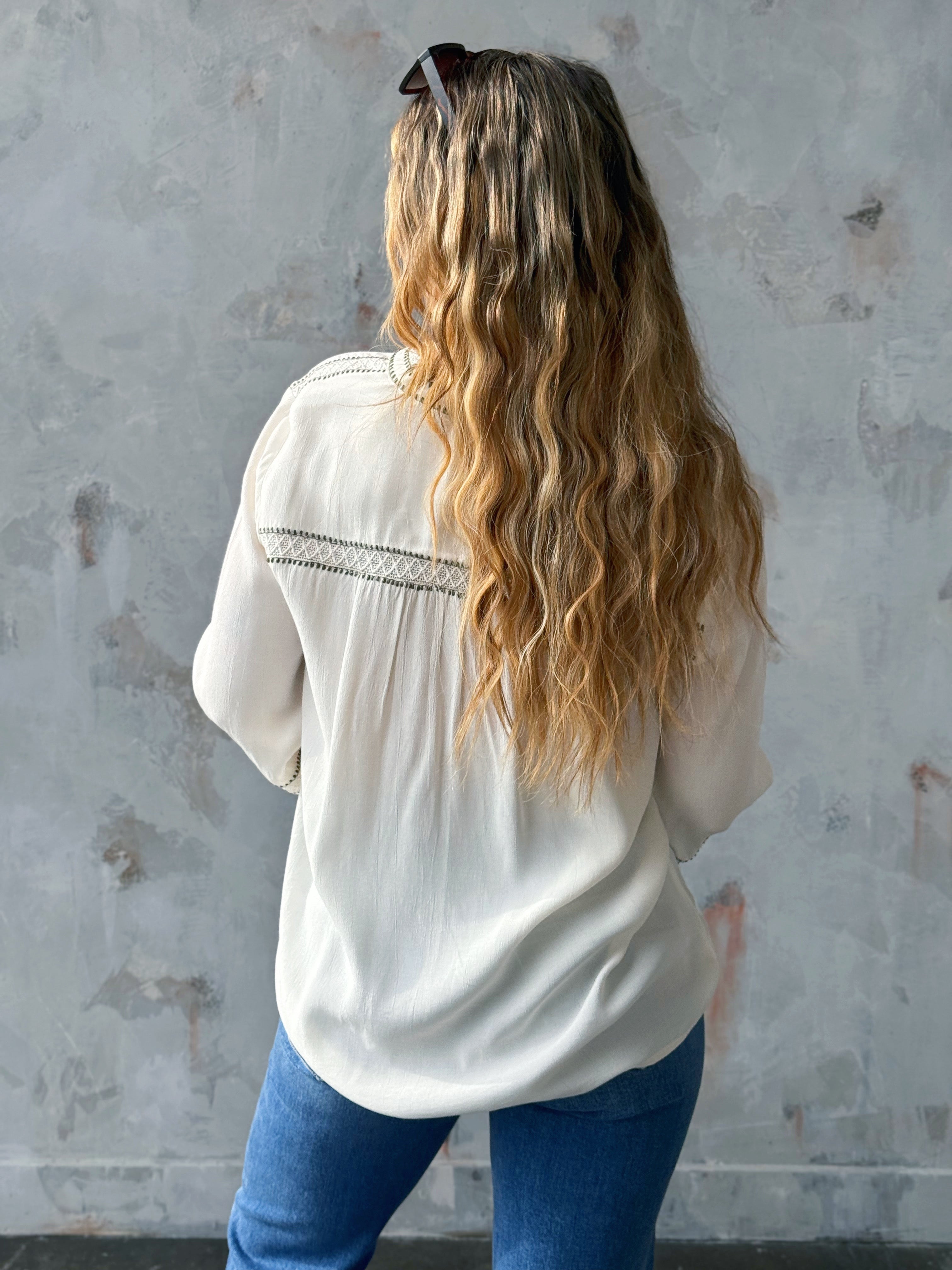 [TRIBAL] Lucia Blouse - EGGSHELL - willows clothing BLOUSE