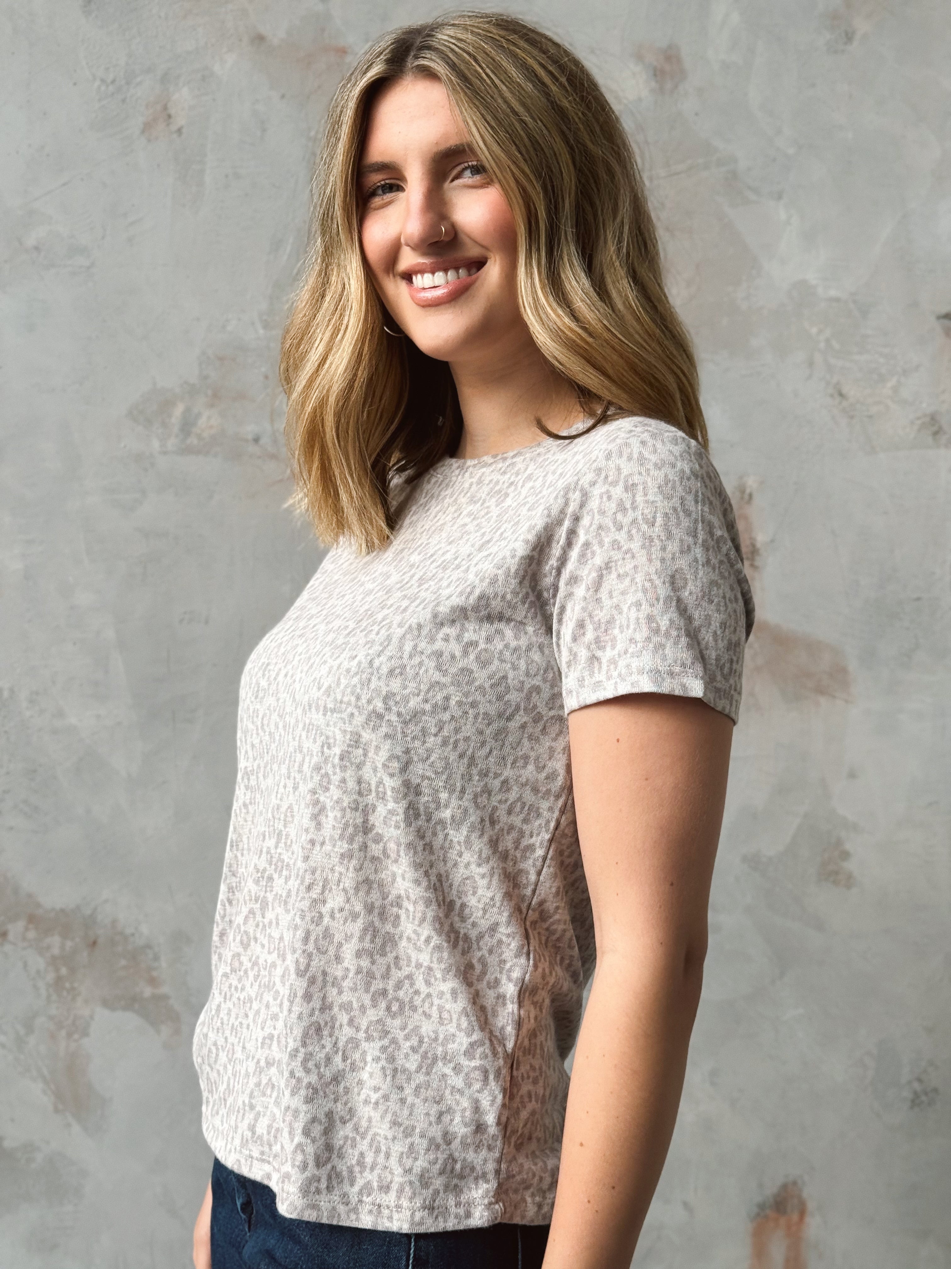 Trin Tee - BROWN LEOPARD - willows clothing S/S SHIRT