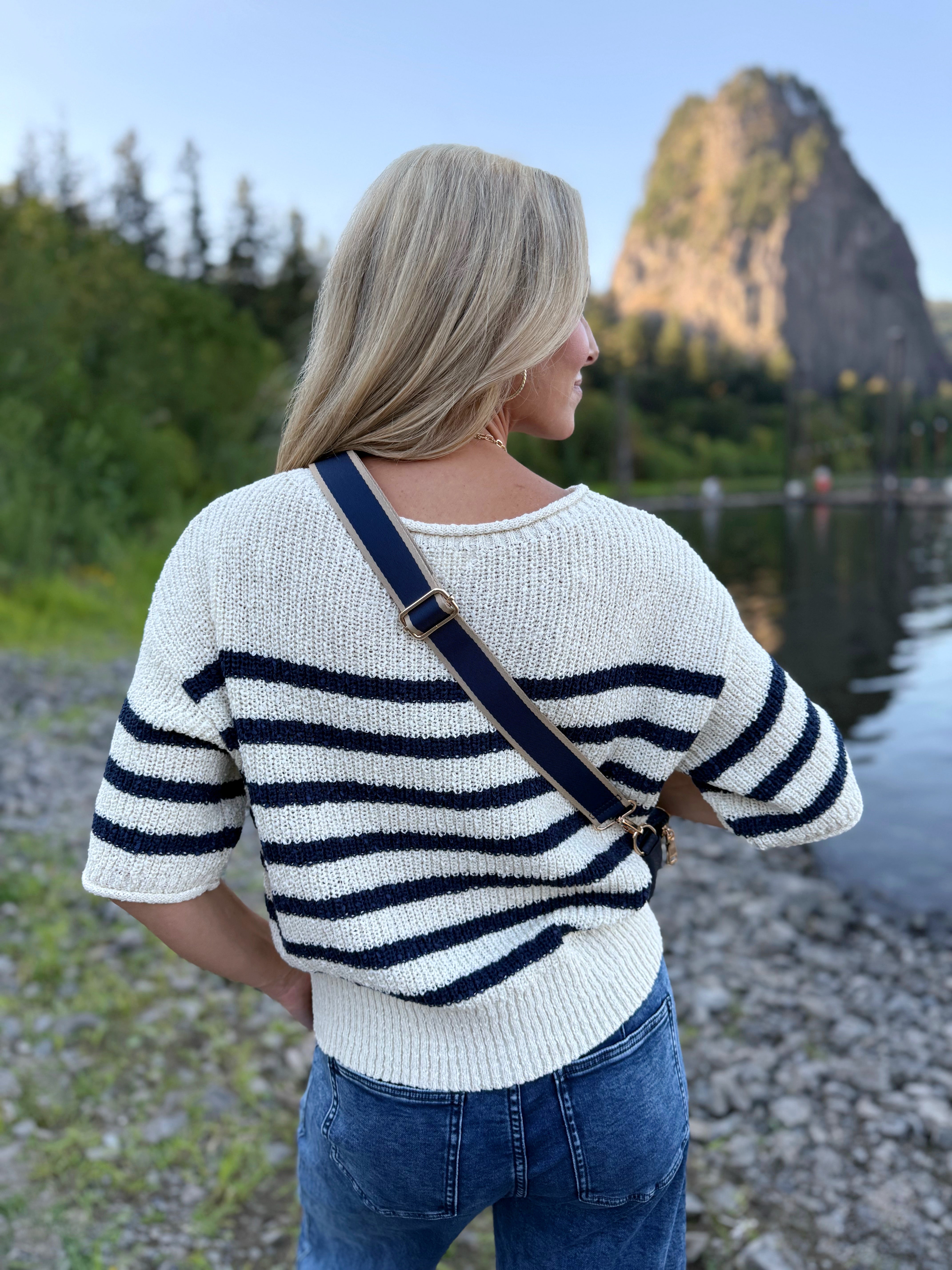 Twilight Stripe Sweater - NAVY - willows clothing SWEATER