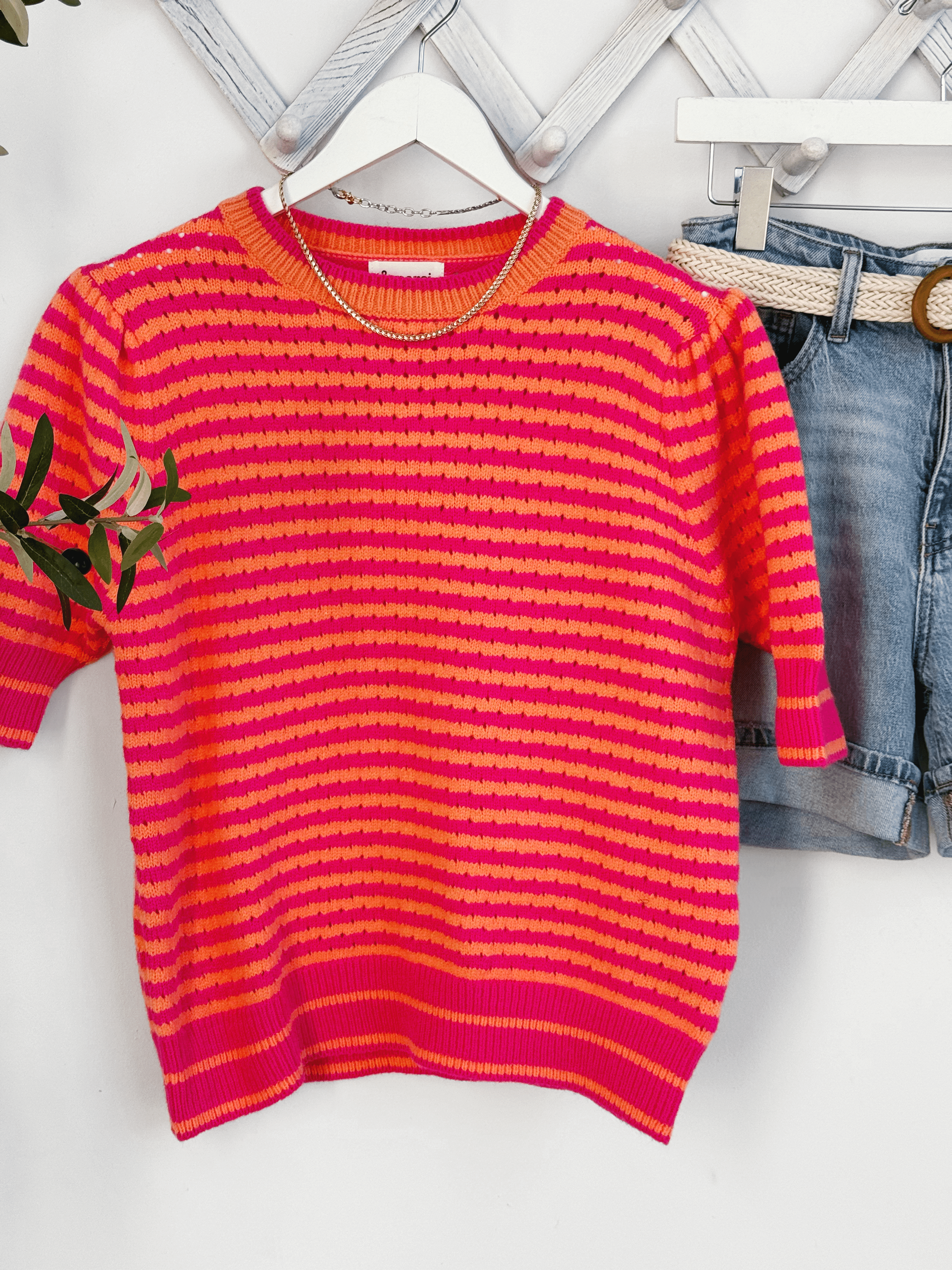 Tyra Sweater - HOT PINK ORANGE - willows clothing SWEATER
