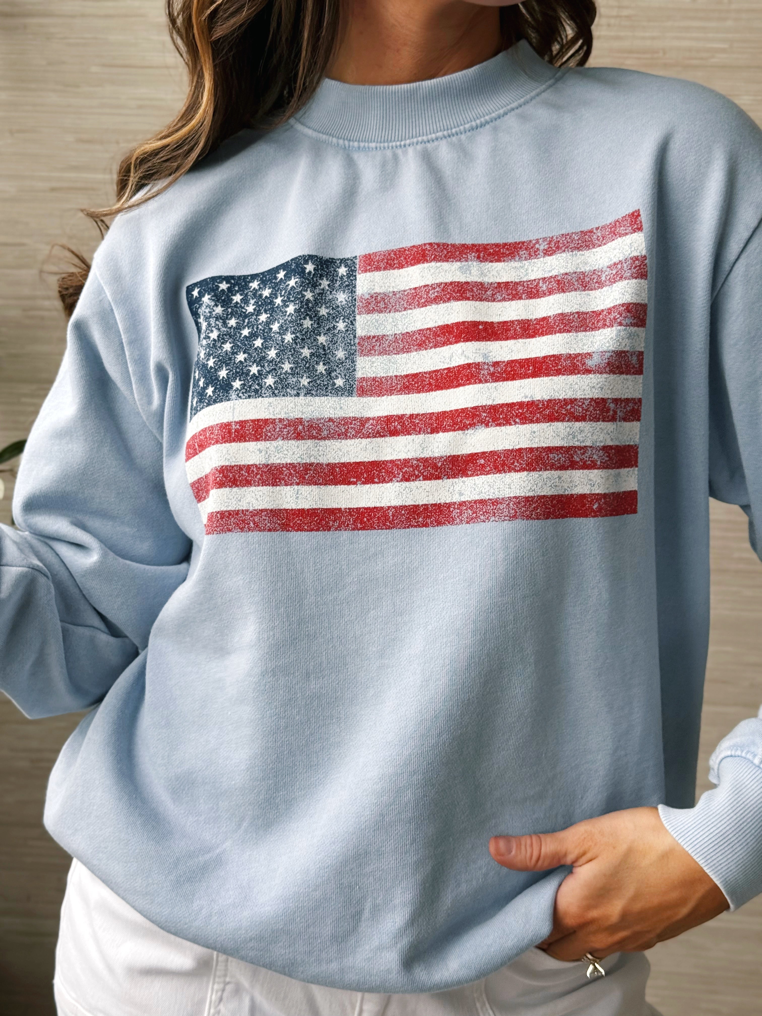 USA Classic Pullover - LIGHT BLUE - willows clothing SWEATSHIRT