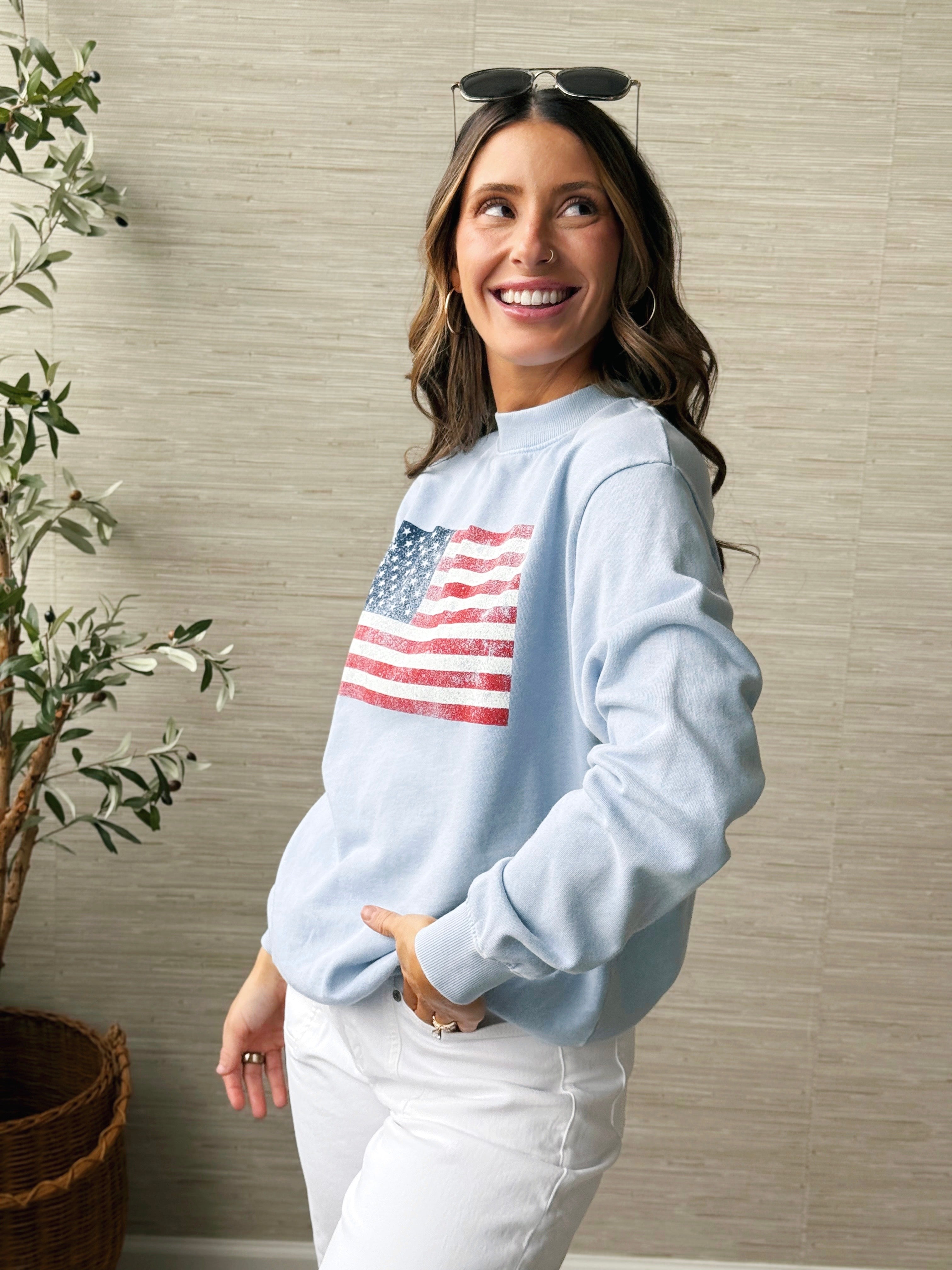 USA Classic Pullover - LIGHT BLUE - willows clothing SWEATSHIRT