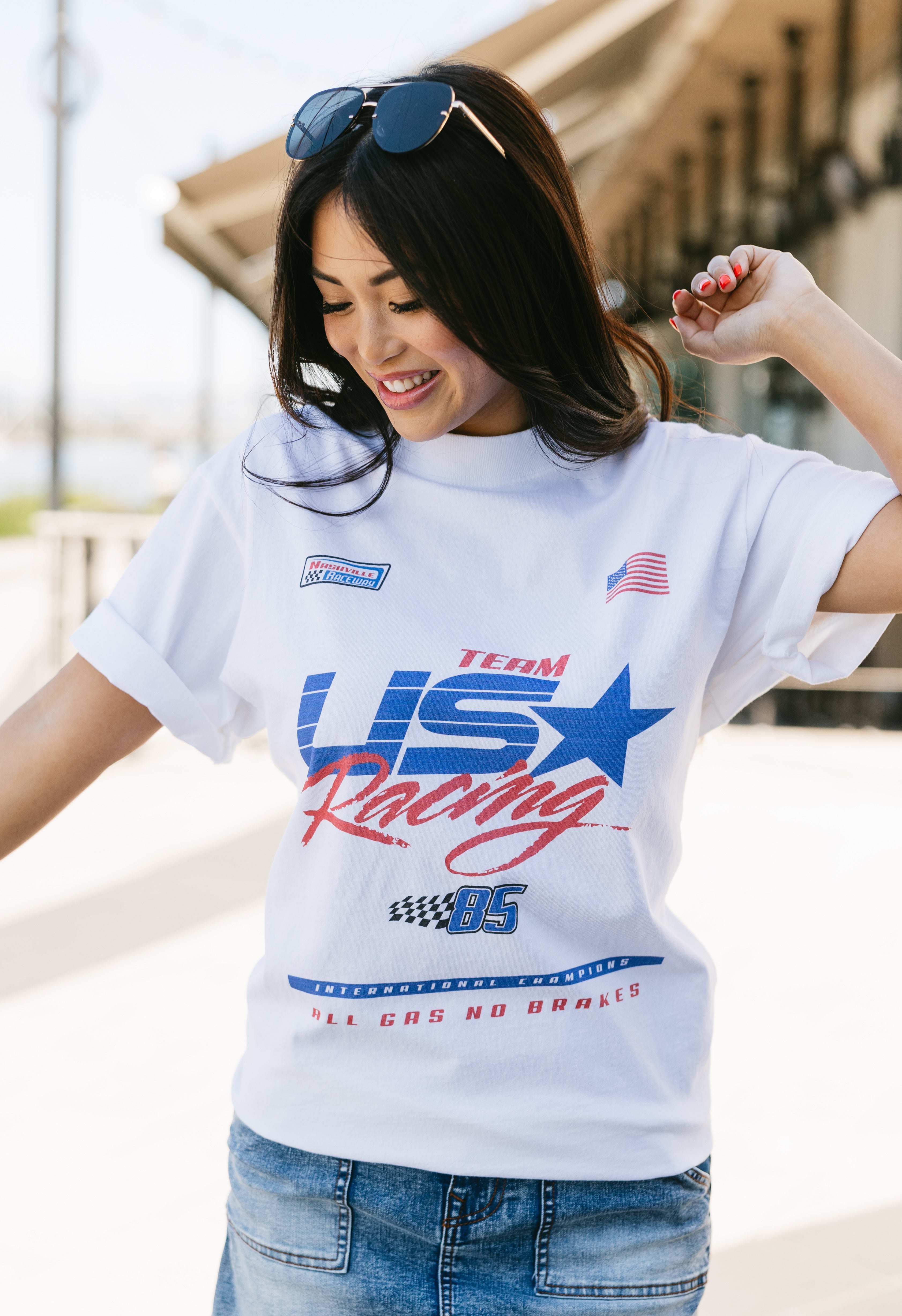USA Racing Tee - WHITE - willows clothing S/S Shirt
