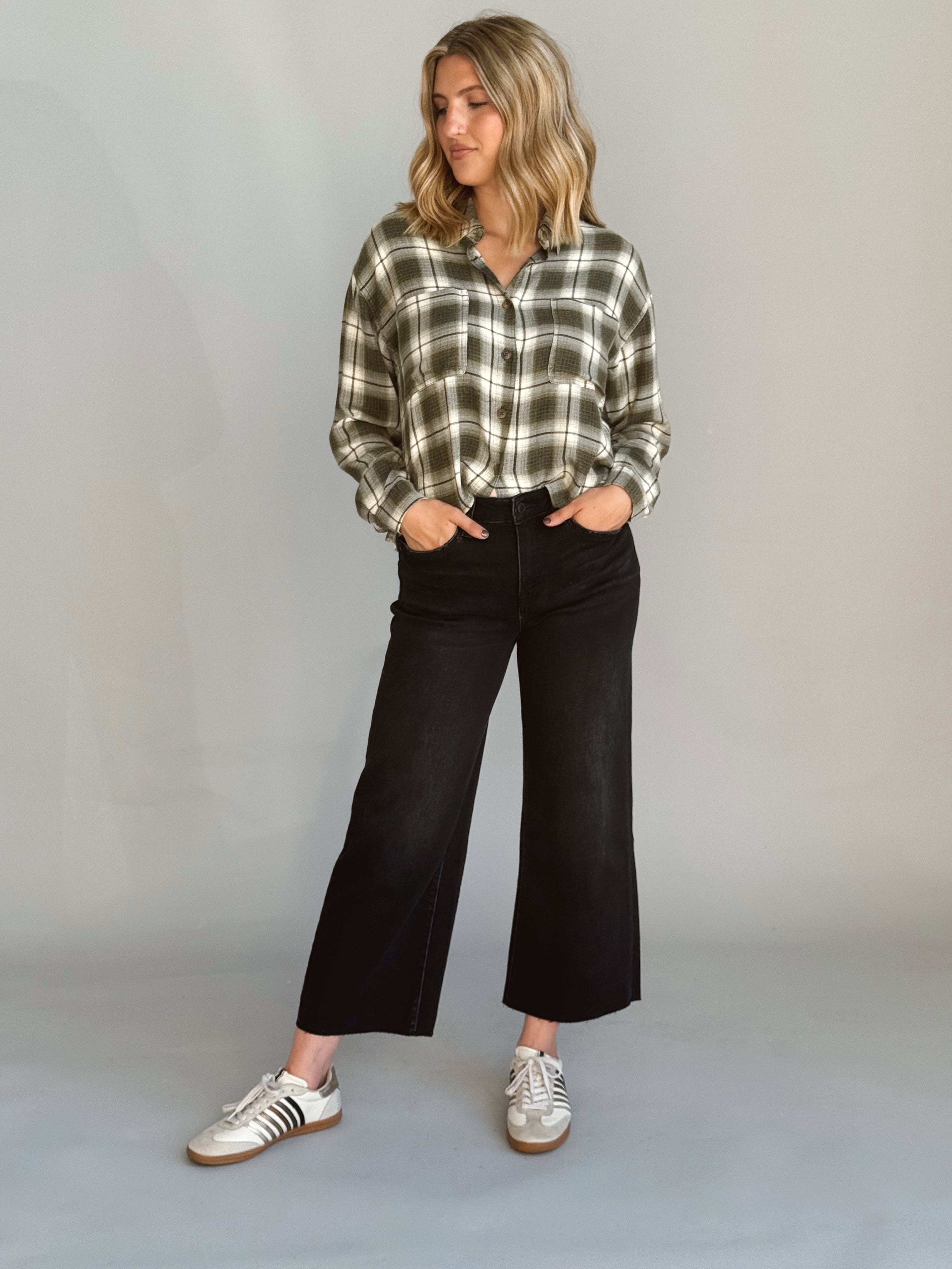 [VERVET] Aileeah Jean - BLACK - willows clothing CROP WIDE LEG