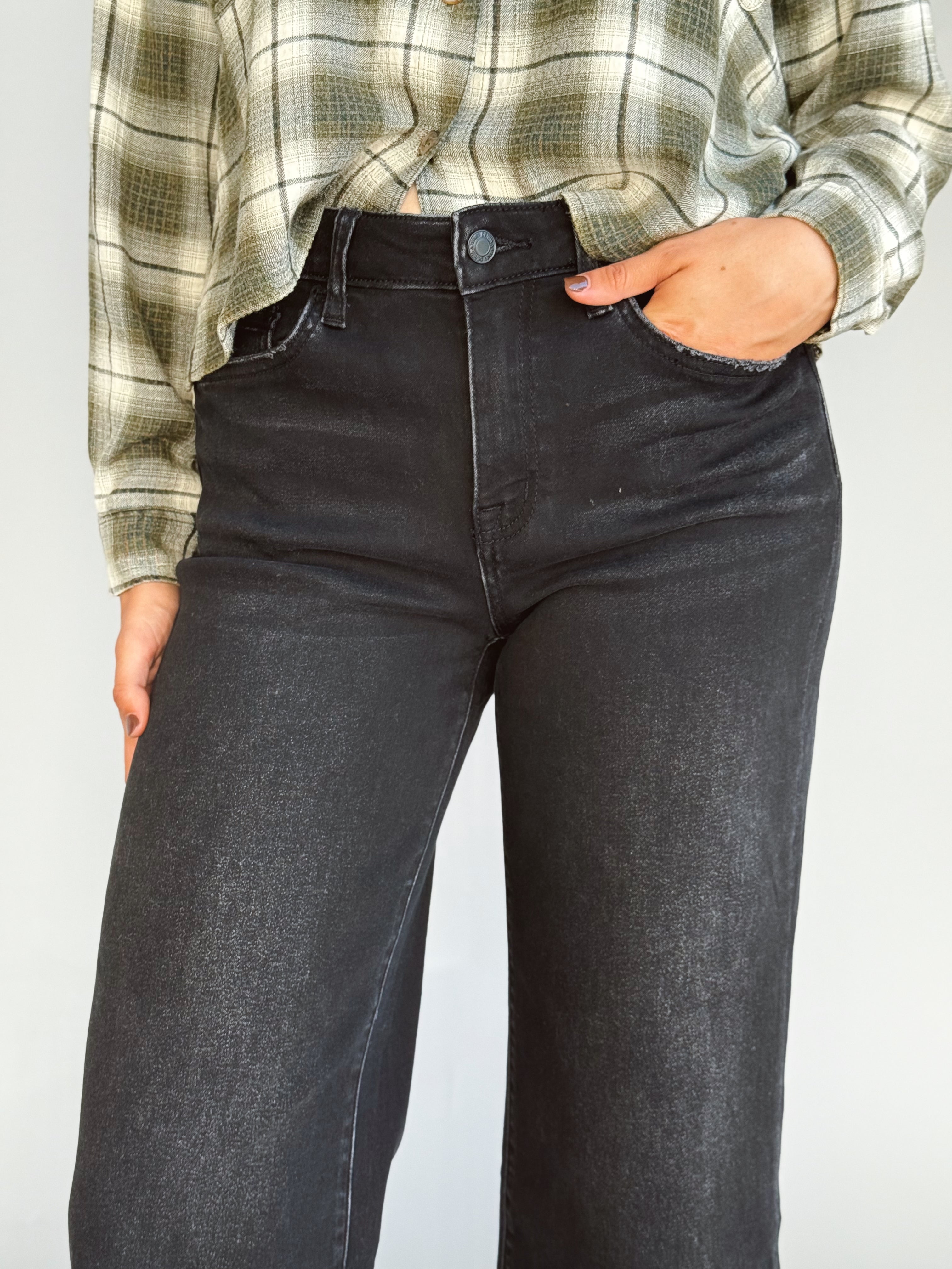 [VERVET] Aileeah Jean - BLACK - willows clothing CROP WIDE LEG