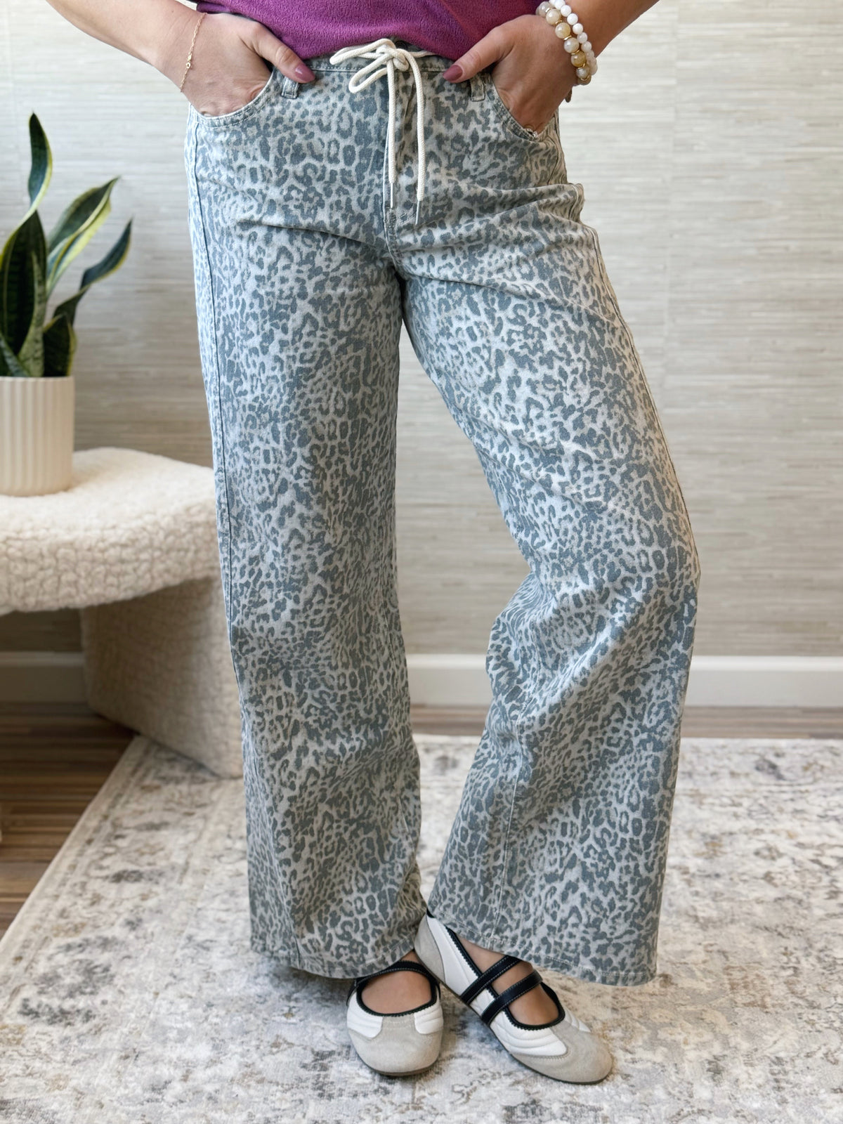[VERVET] Ashton Wide Leg Jean - LEOPARD - willows clothing WIDE LEG
