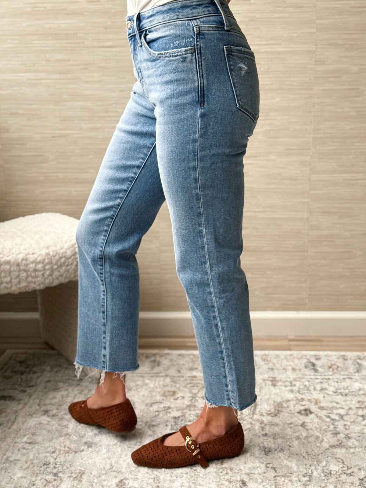 [VERVET] Melissa Jean - MEDIUM DENIM - willows clothing Straight Leg