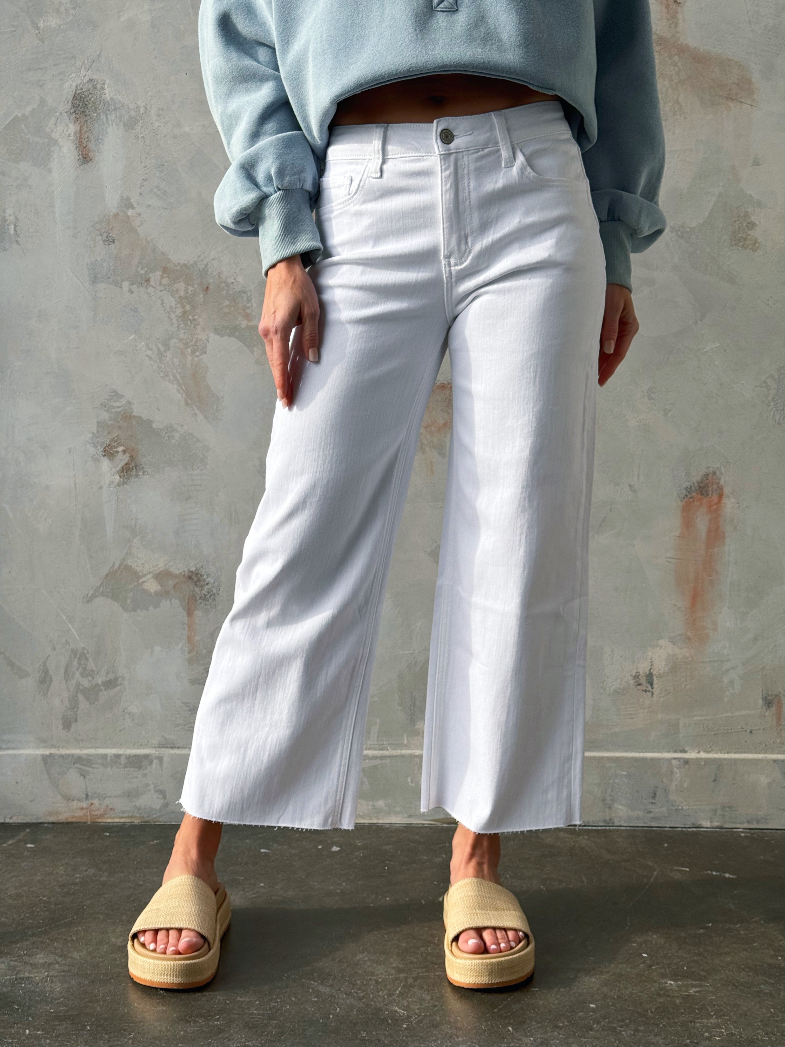 [VERVET] Tami Jean - OPTIC WHITE - willows clothing CROP WIDE LEG