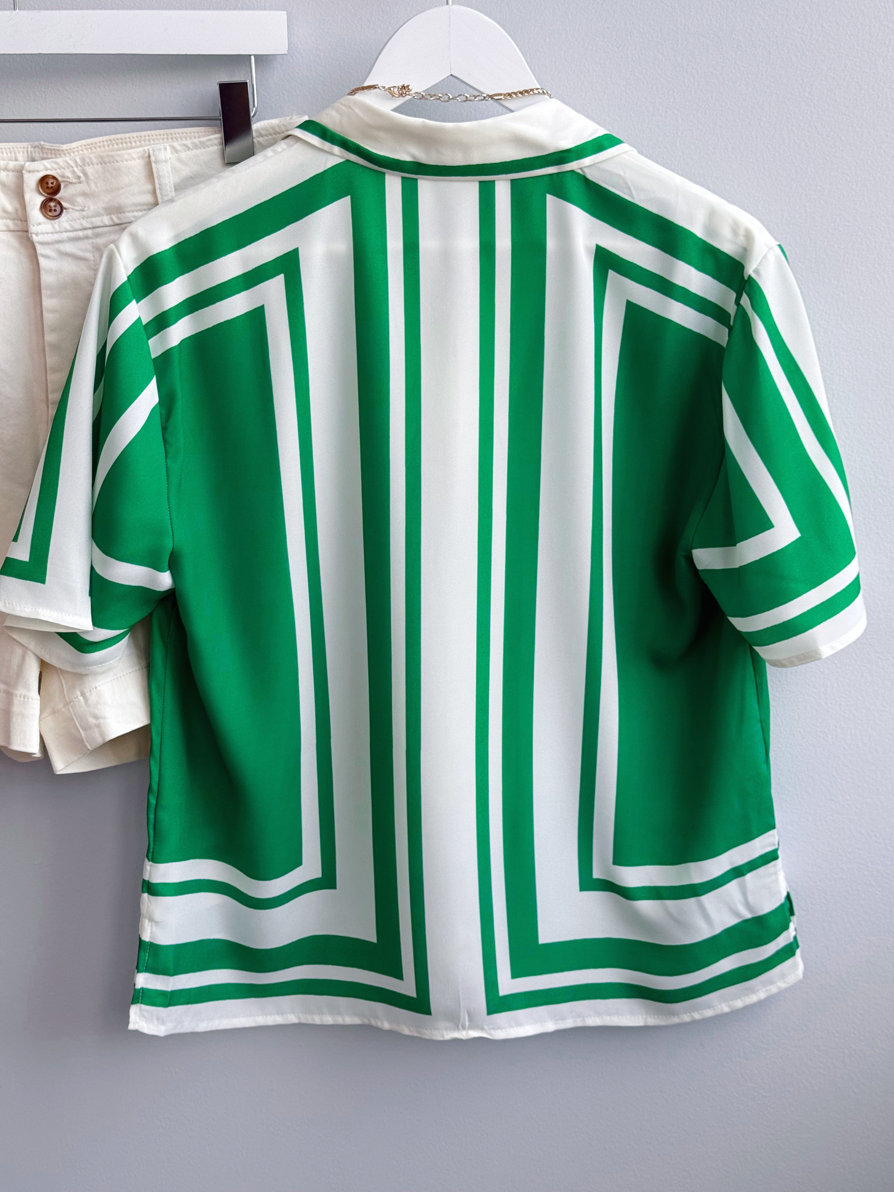Virgil Blouse - IVORY/GREEN - willows clothing BLOUSE