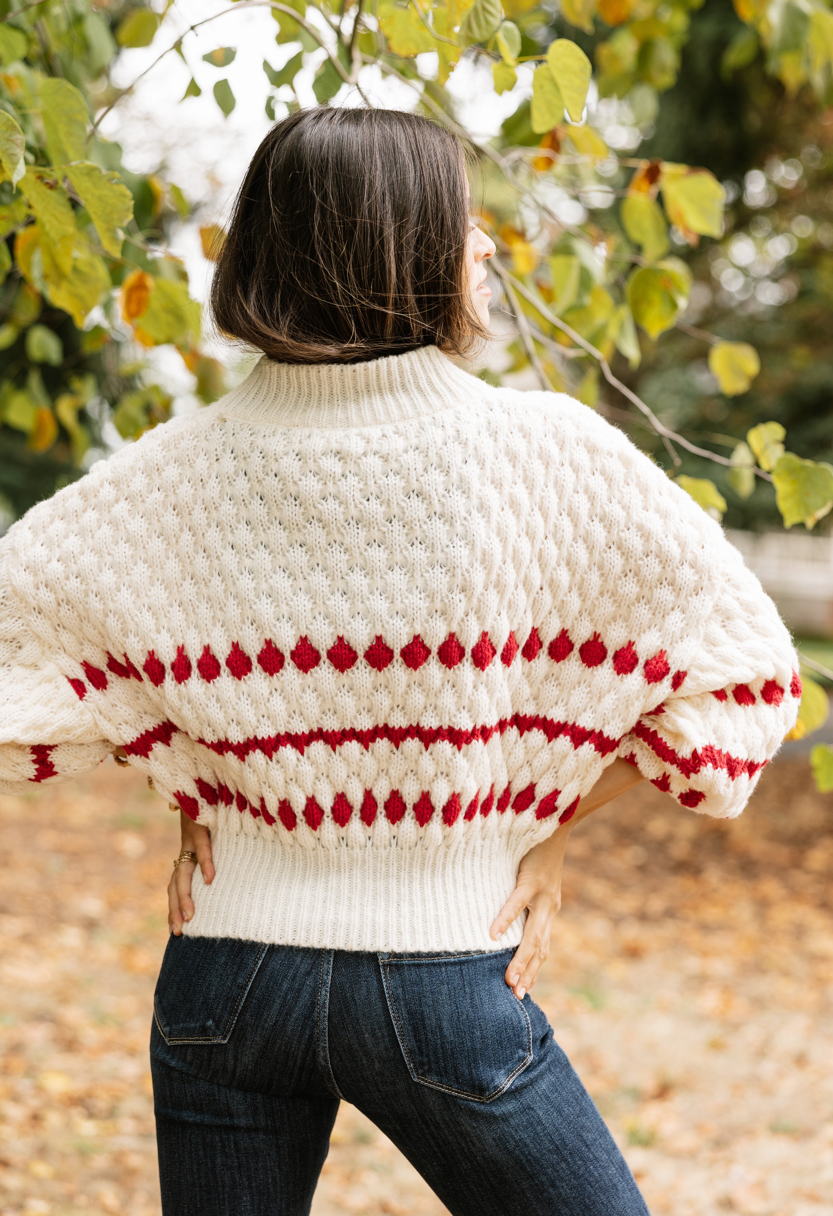 Warm Hearts Sweater - CREAM/RED - willows clothing SWEATER