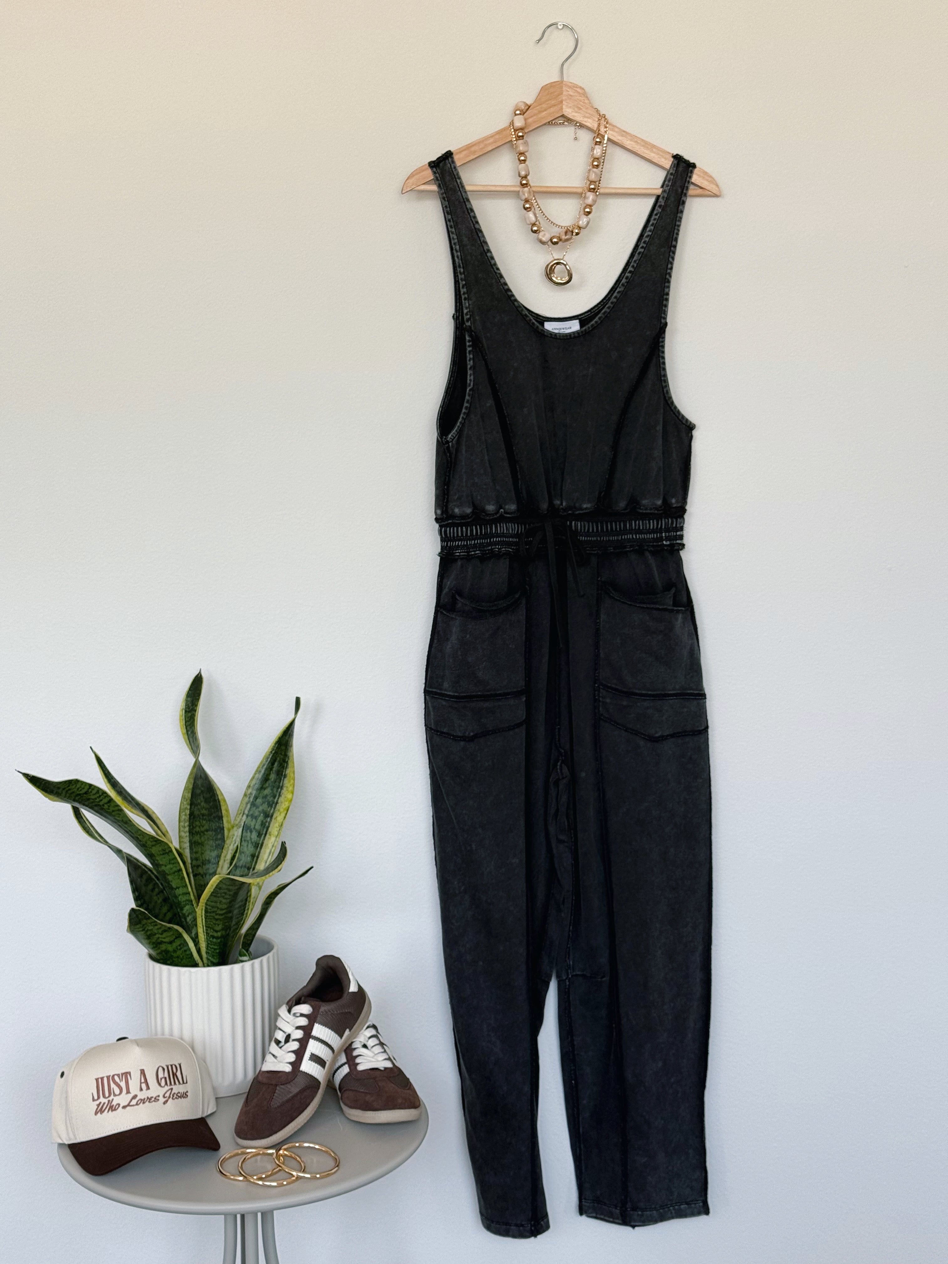 Weekend Utility Jumpsuit - BLACK - willows clothing Jumpsuit