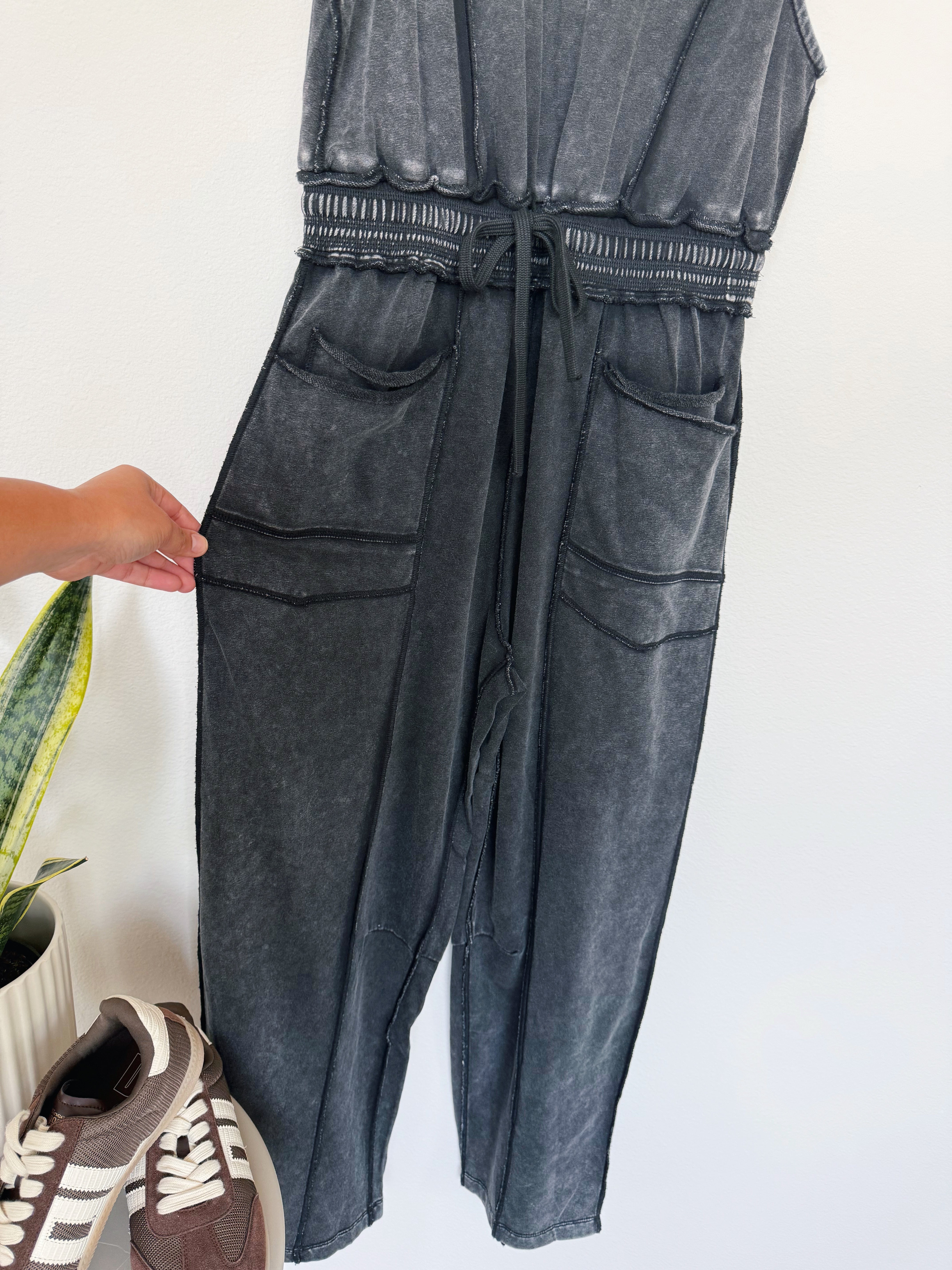 Weekend Utility Jumpsuit - BLACK - willows clothing Jumpsuit