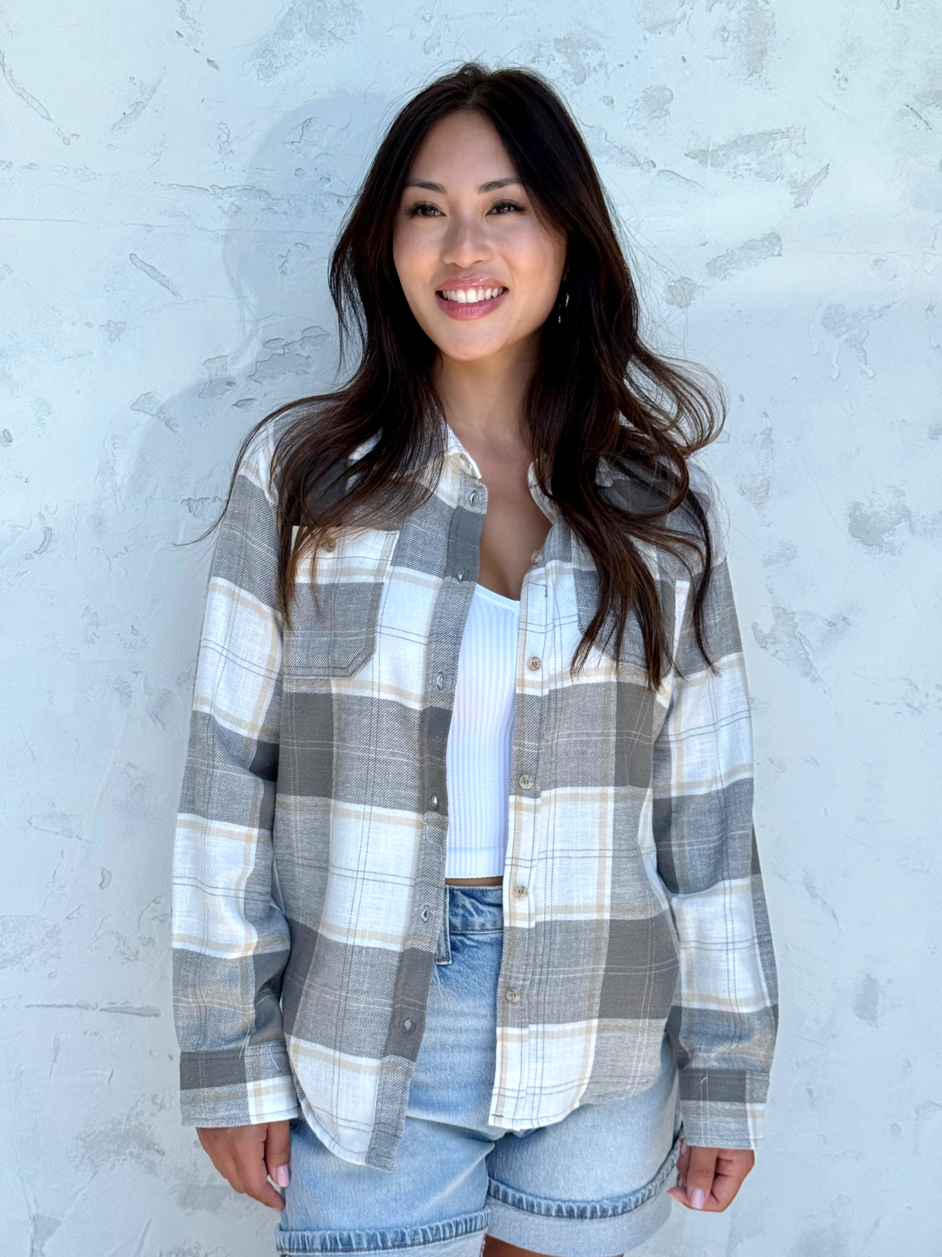 Weekender Top - OLIVE - willows clothing L/S SHIRT