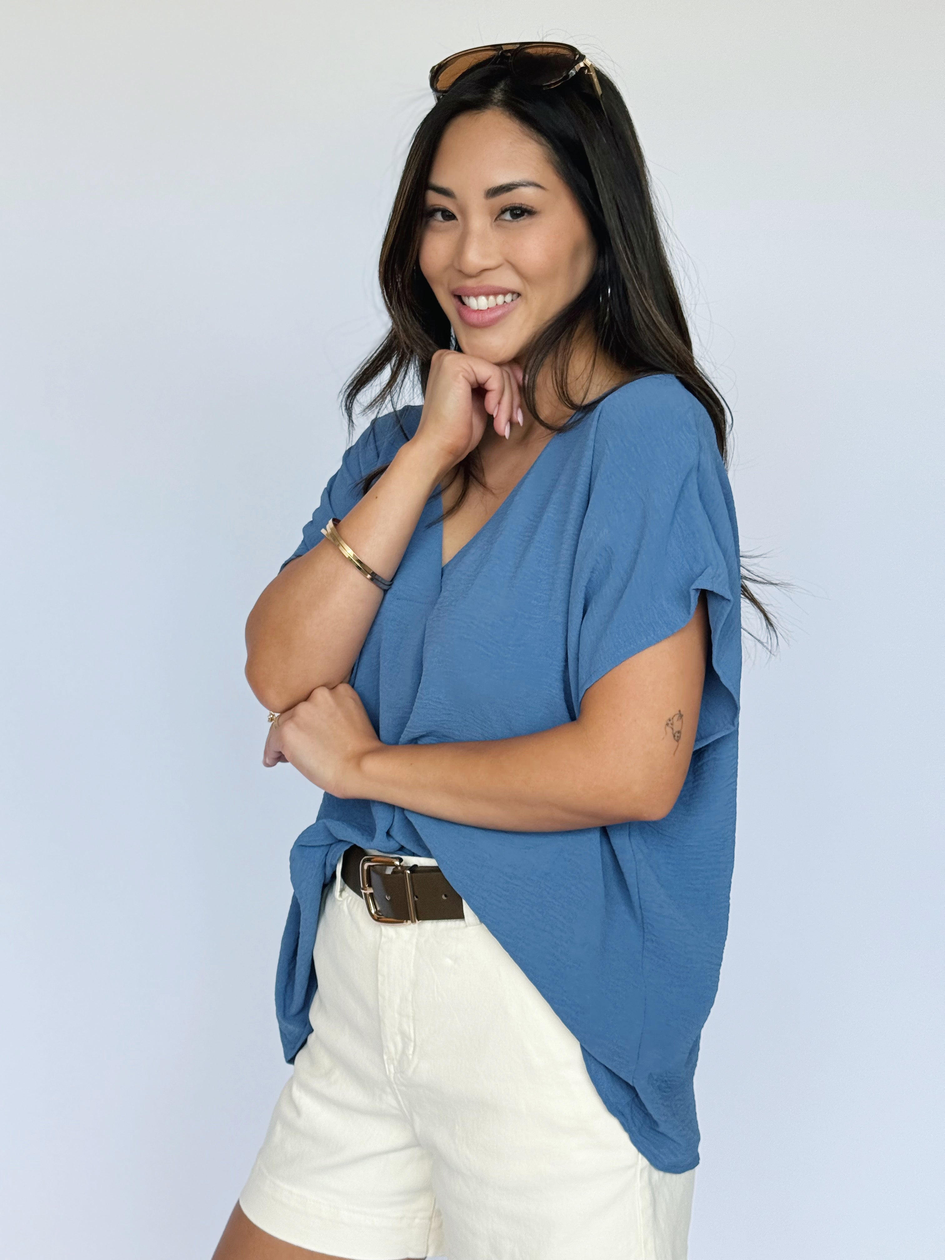 Wendy Blouse - DENIM - willows clothing BLOUSE