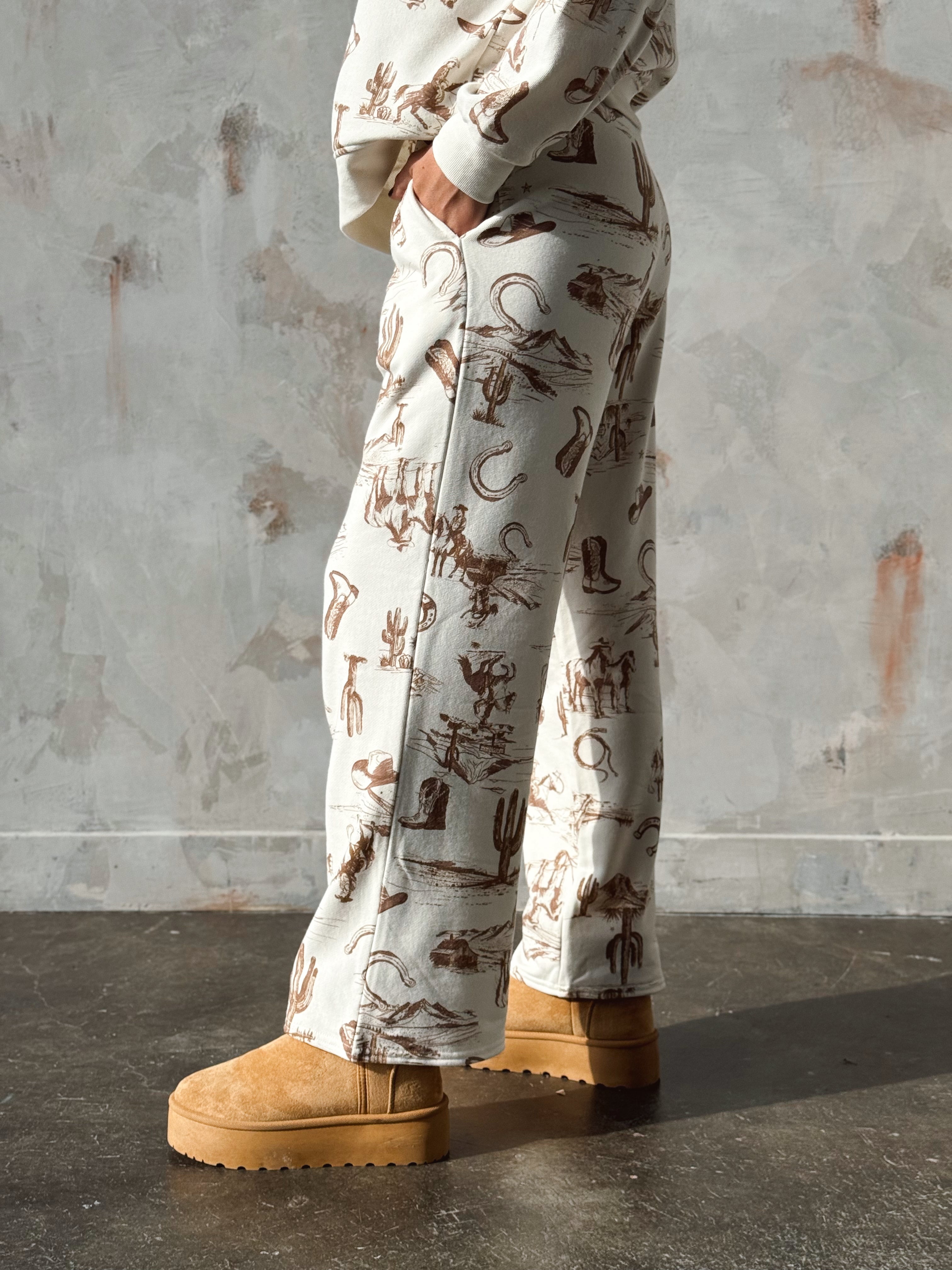 Western Dreams Sweatpants - CREAM - willows clothing Sweatpants