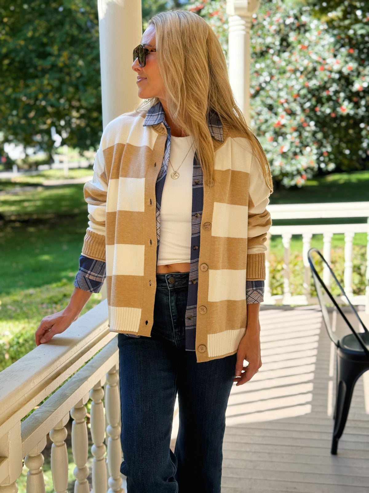 Wheat Field Cardigan - TAUPE/CREAM - willows clothing Cardigan