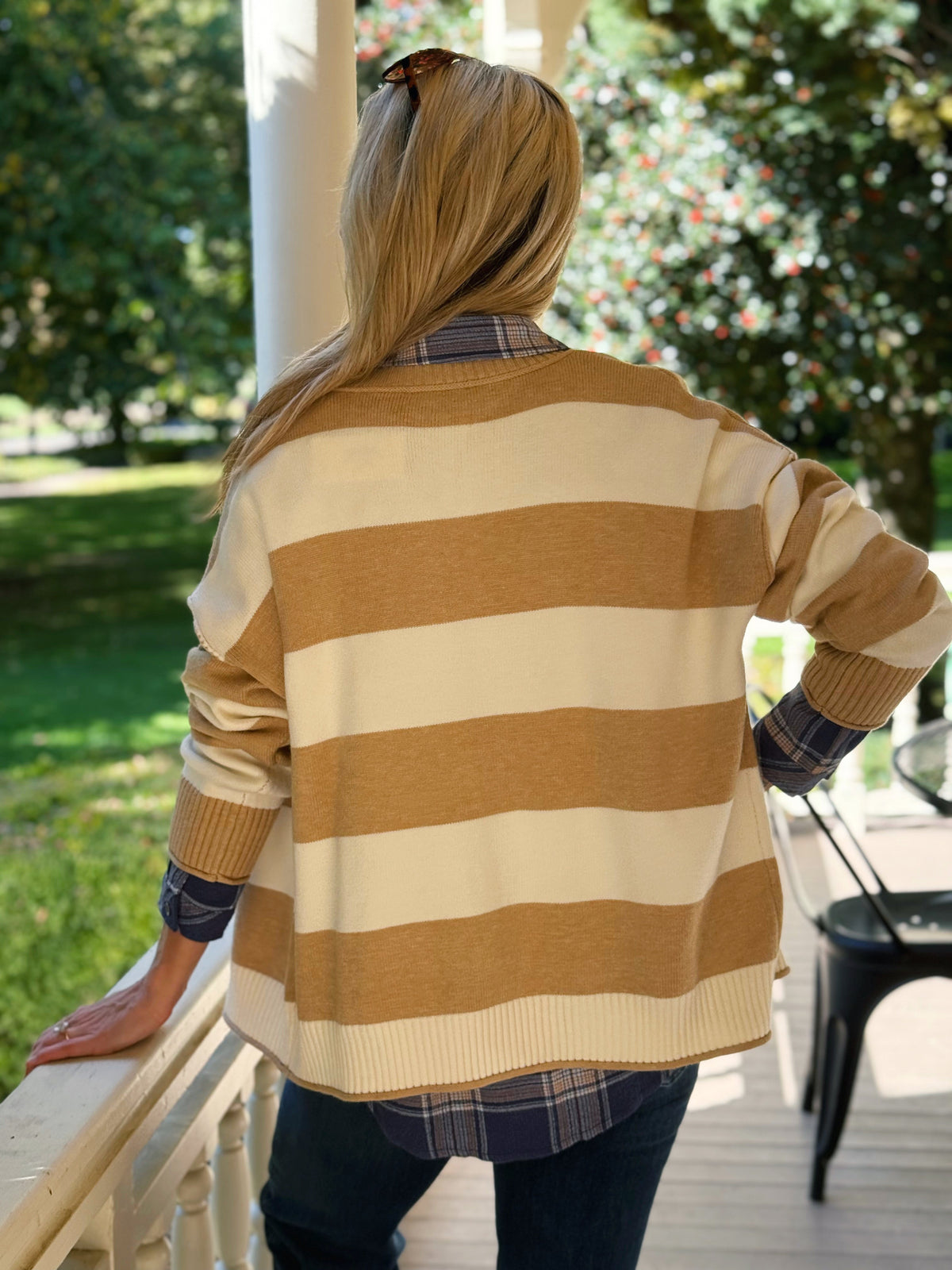Wheat Field Cardigan - TAUPE/CREAM - willows clothing Cardigan