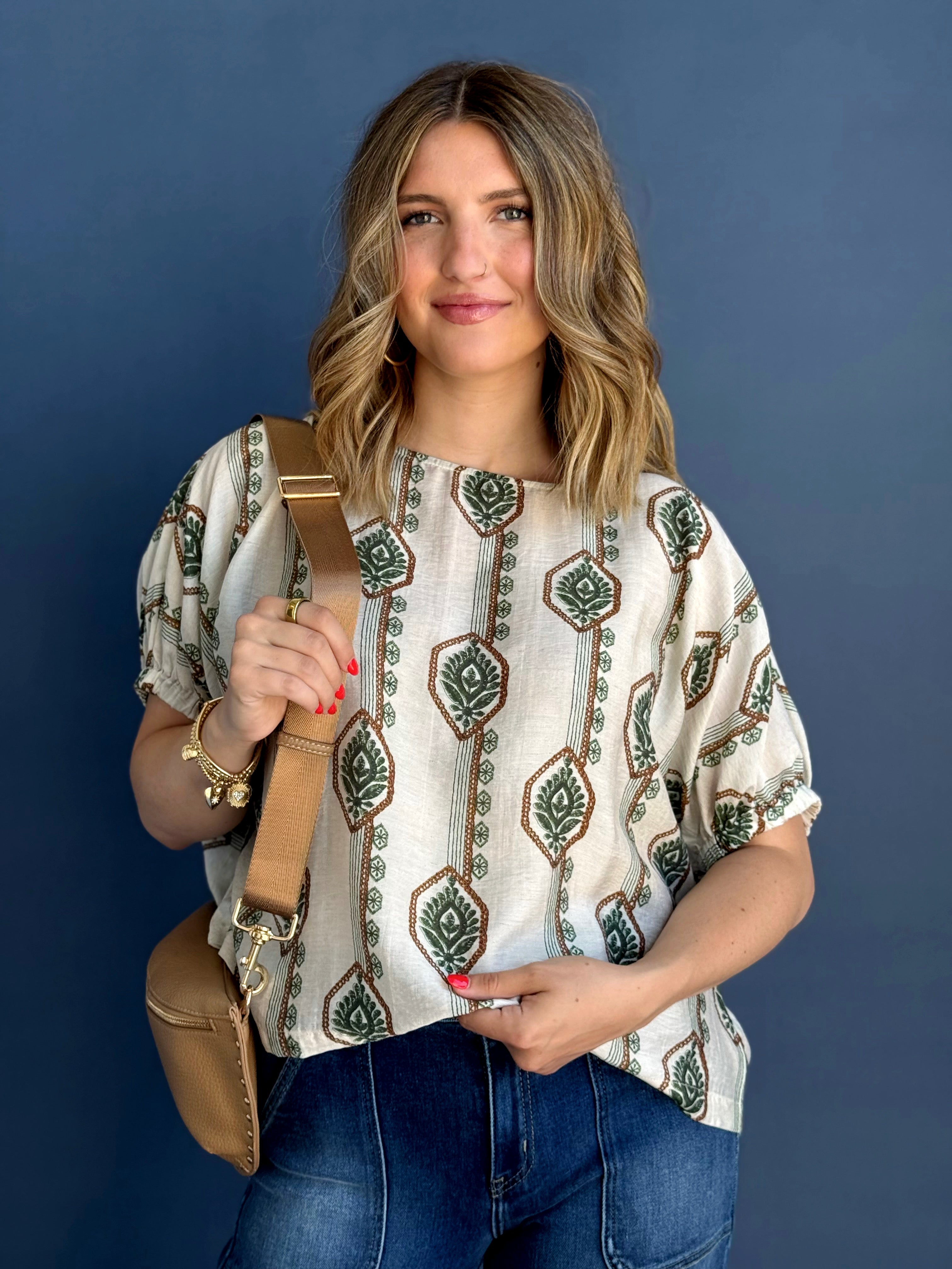 Whitman Blouse - OLIVE GARDEN - willows clothing BLOUSE