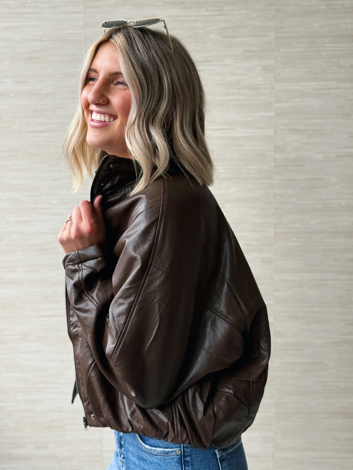 Winnie Leather Jacket - BROWN - willows clothing LEATHER JACKET
