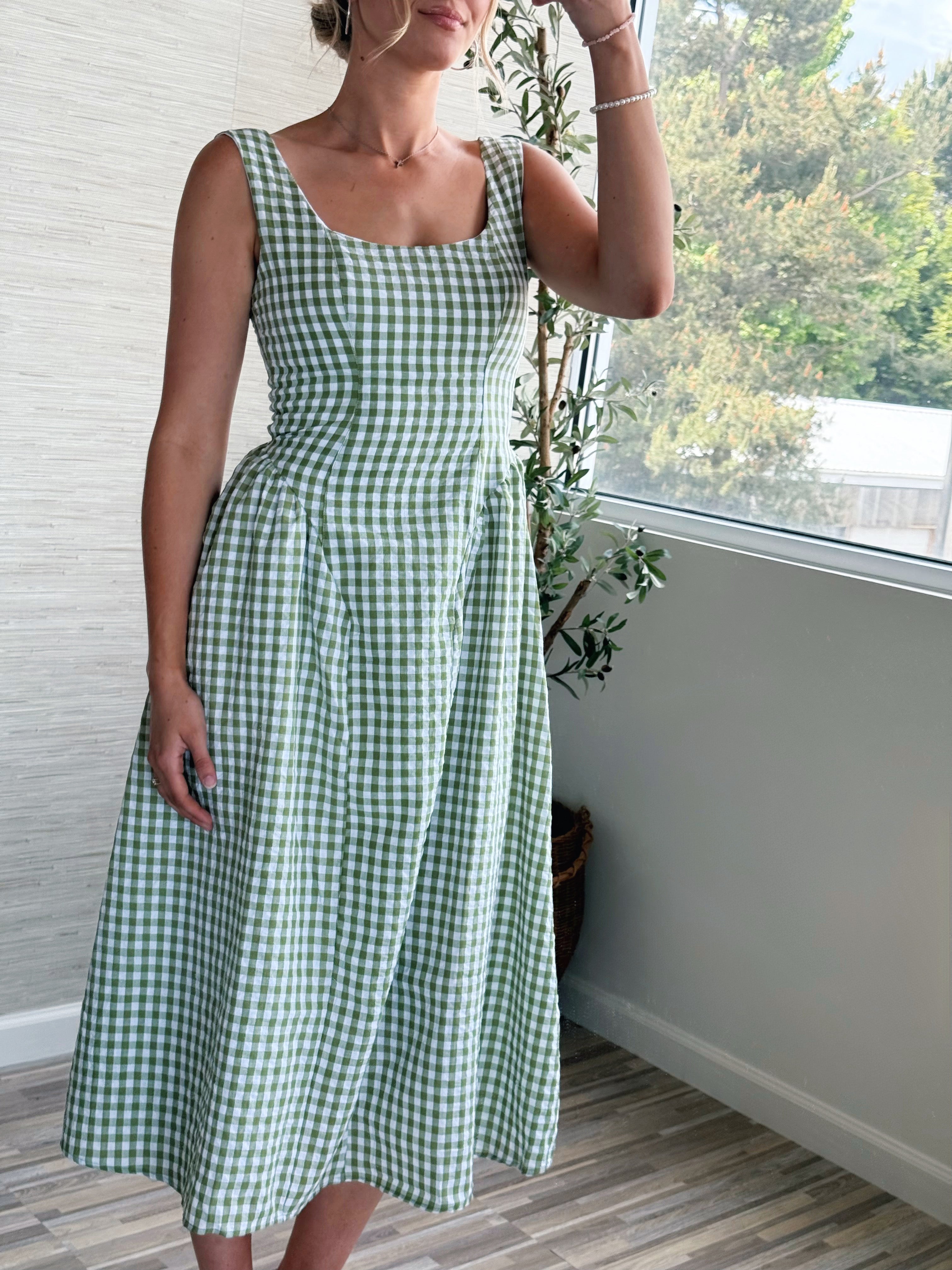 Winsley Dress - GREEN - willows clothing MIDI DRESS