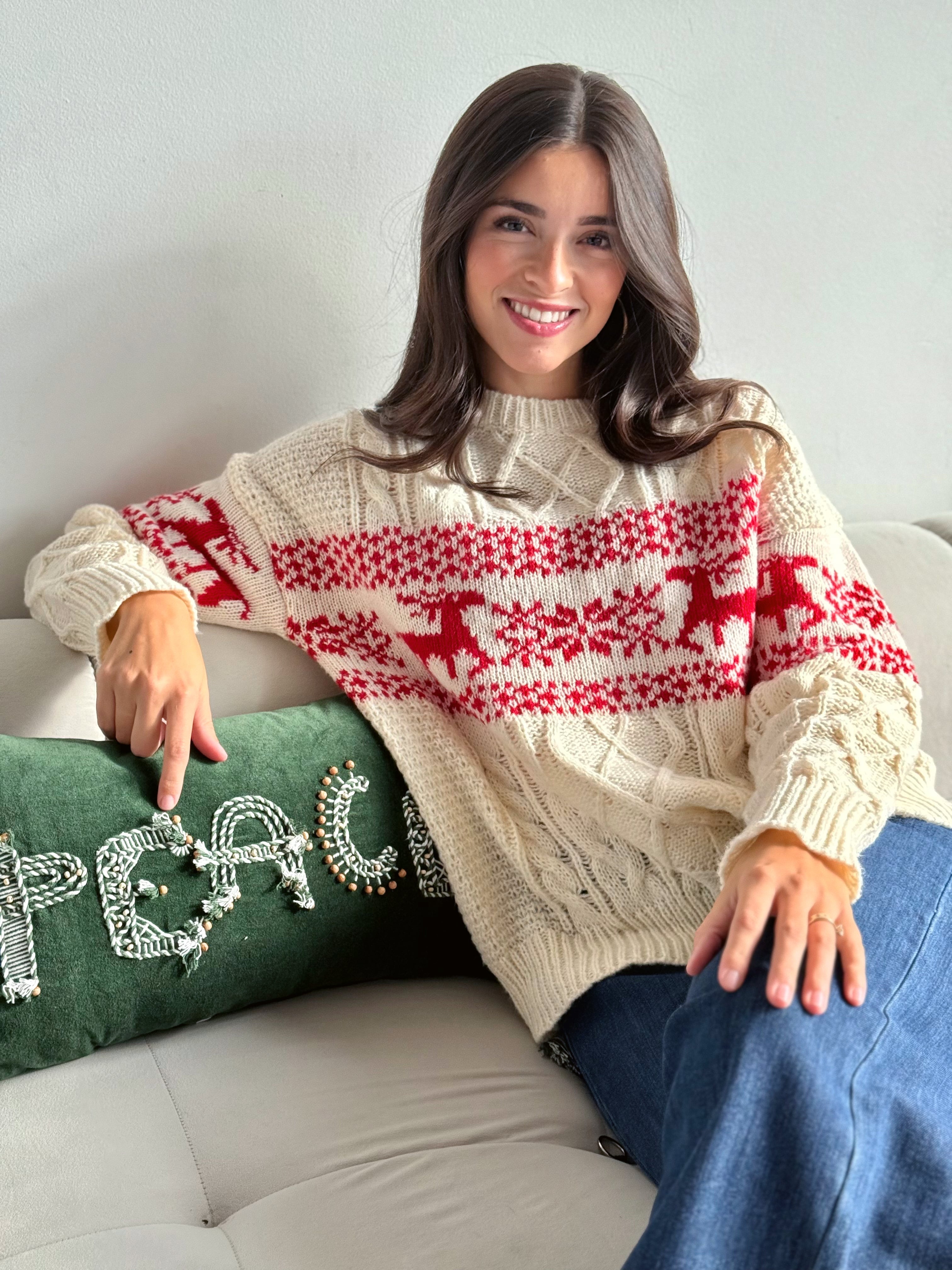 Winter Reindeer Sweater - RED - willows clothing SWEATER