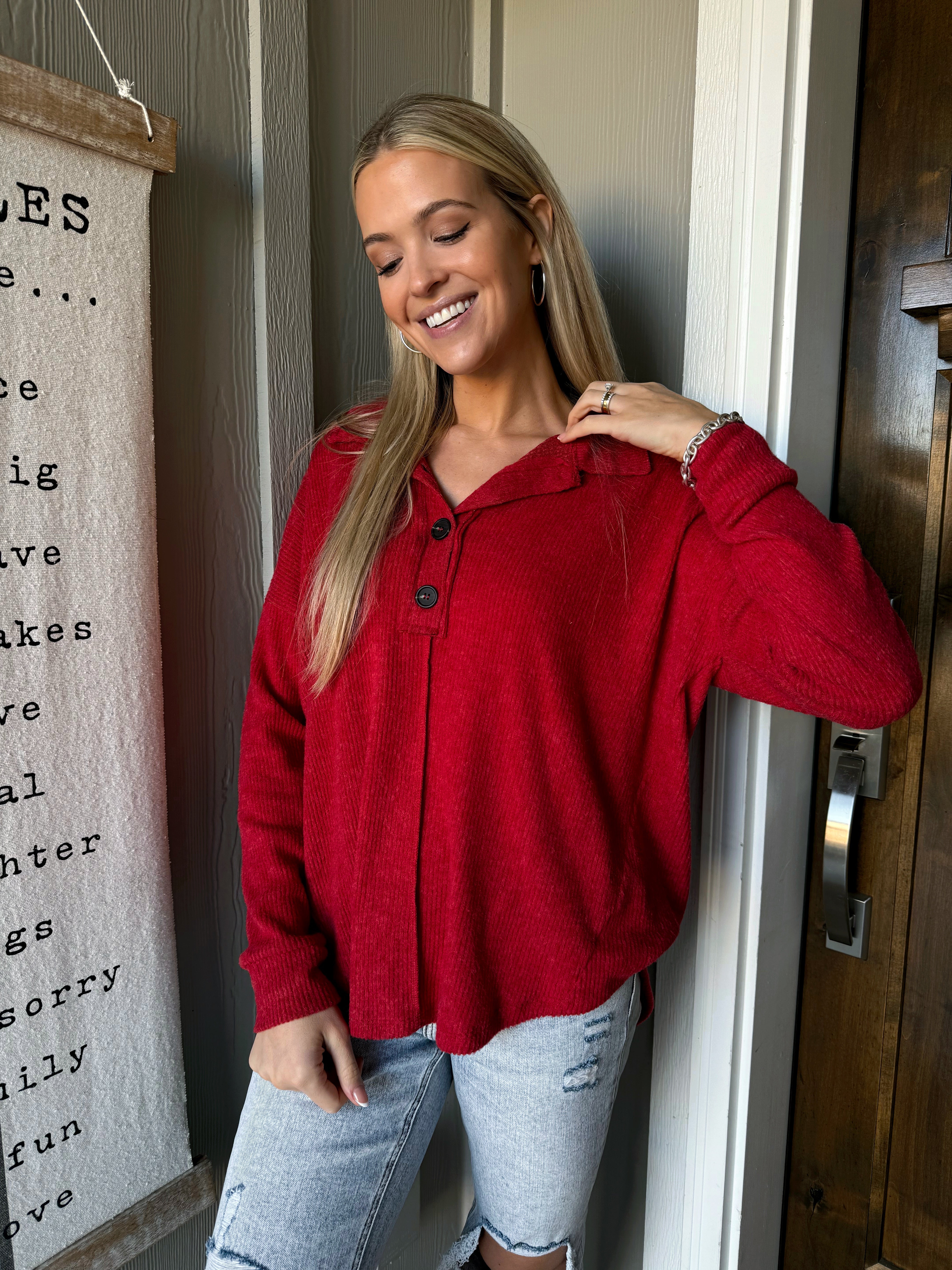 Winter Solstice Sweater - DARK RED - willows clothing SWEATER