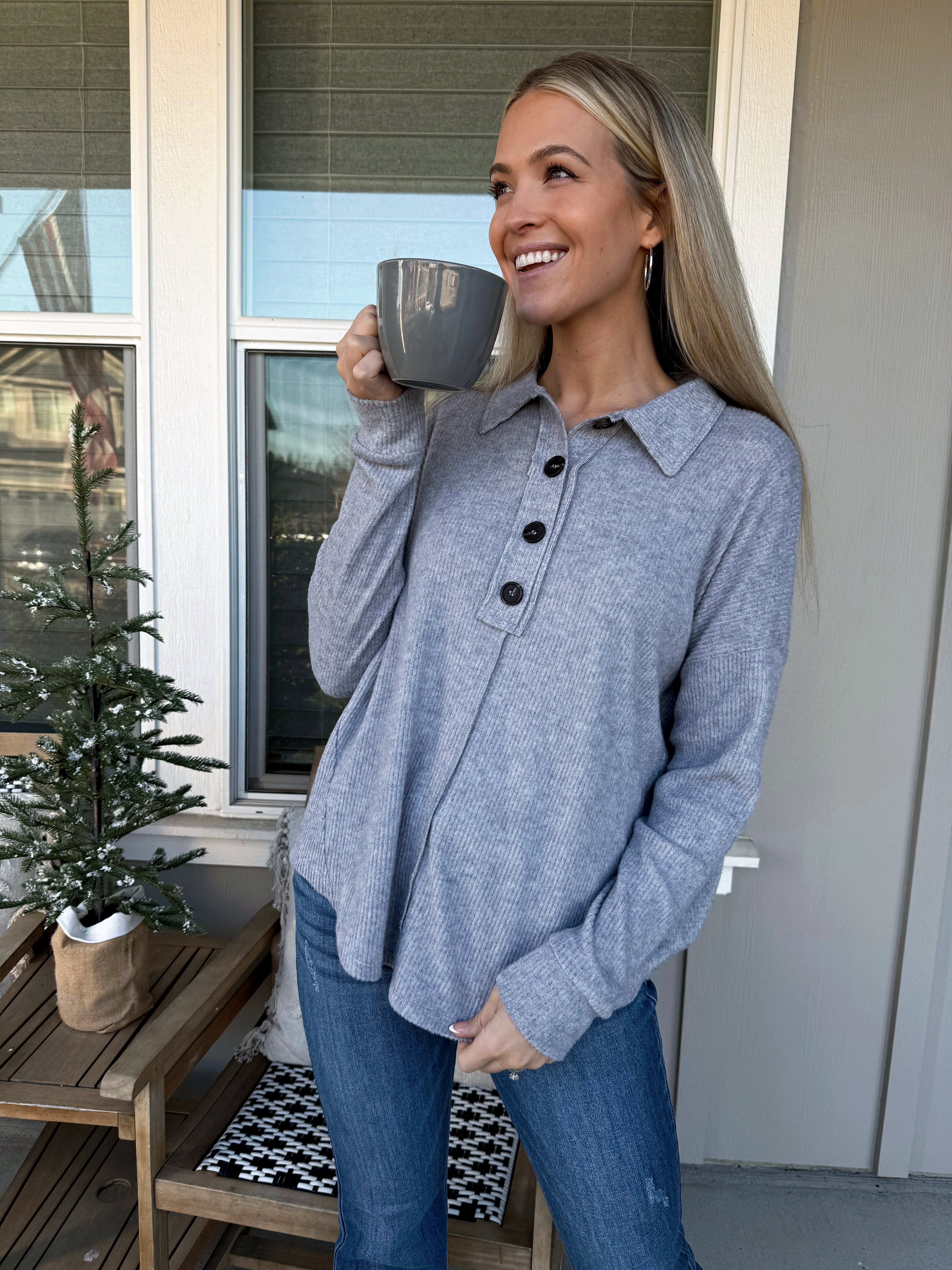 Winter Solstice Sweater - HEATHER GREY - willows clothing SWEATER