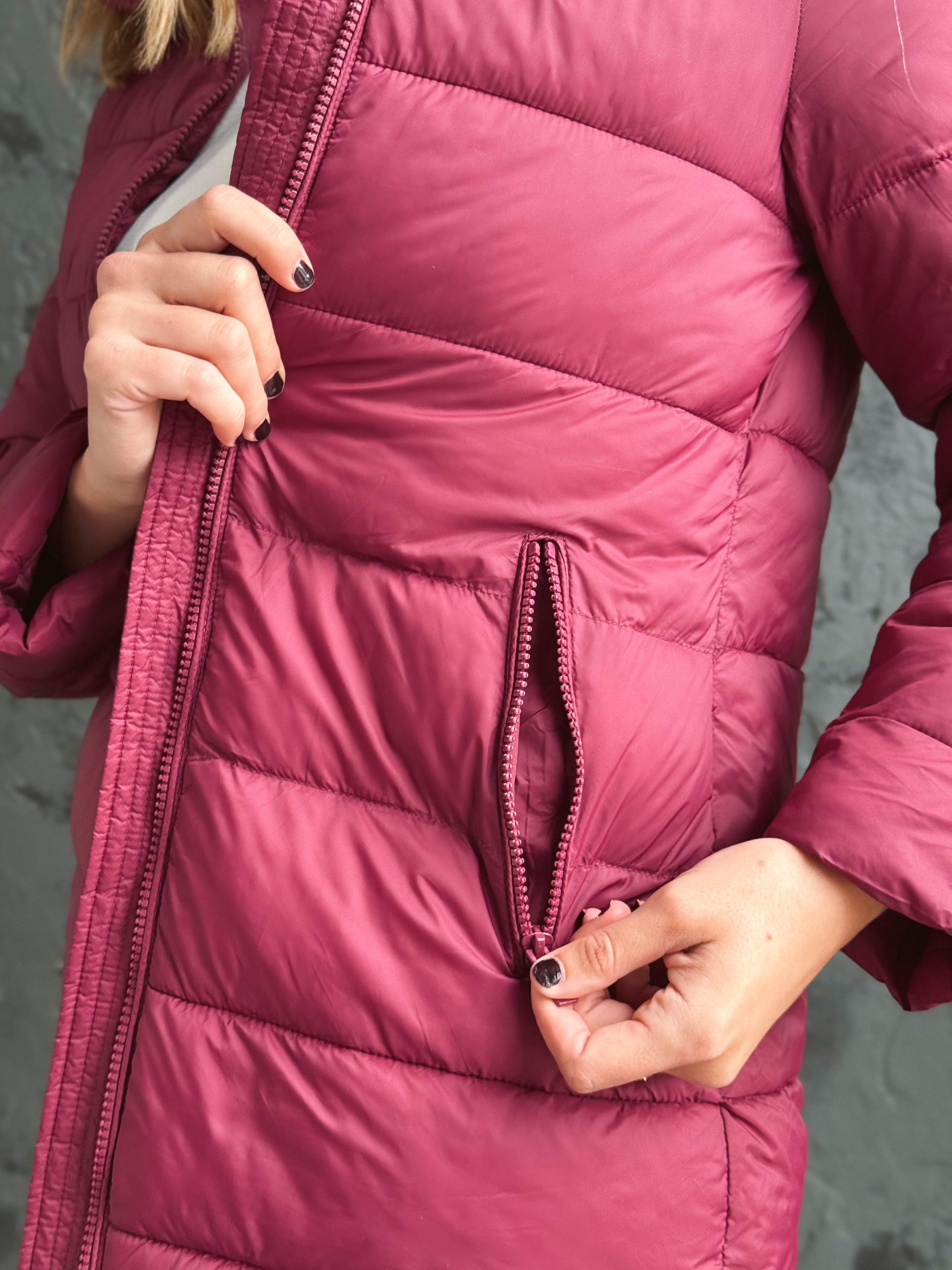 Woodland Stroll Puffer Jacket - BURGUNDY - willows clothing JACKET