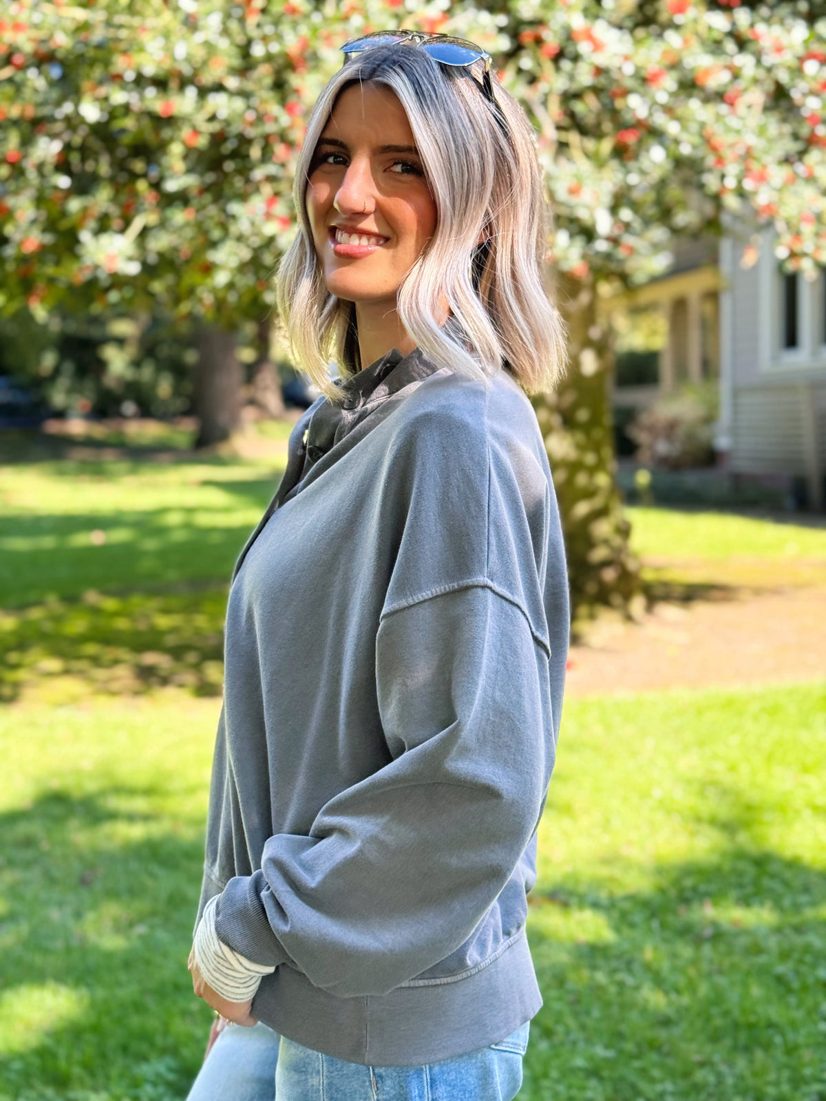 Woodsmoke Top - CHARCOAL - willows clothing L/S SHIRT