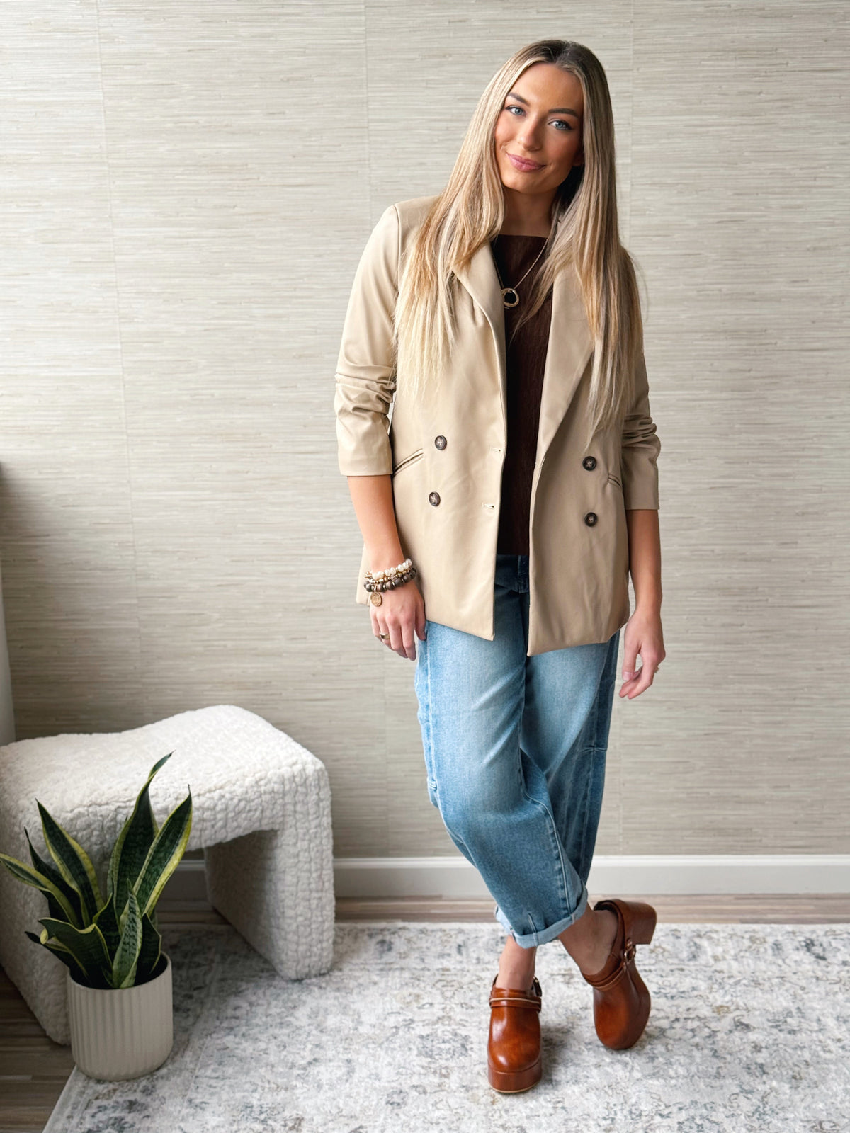 Working 9 to 5 Blazer - BEIGE - willows clothing BLAZER