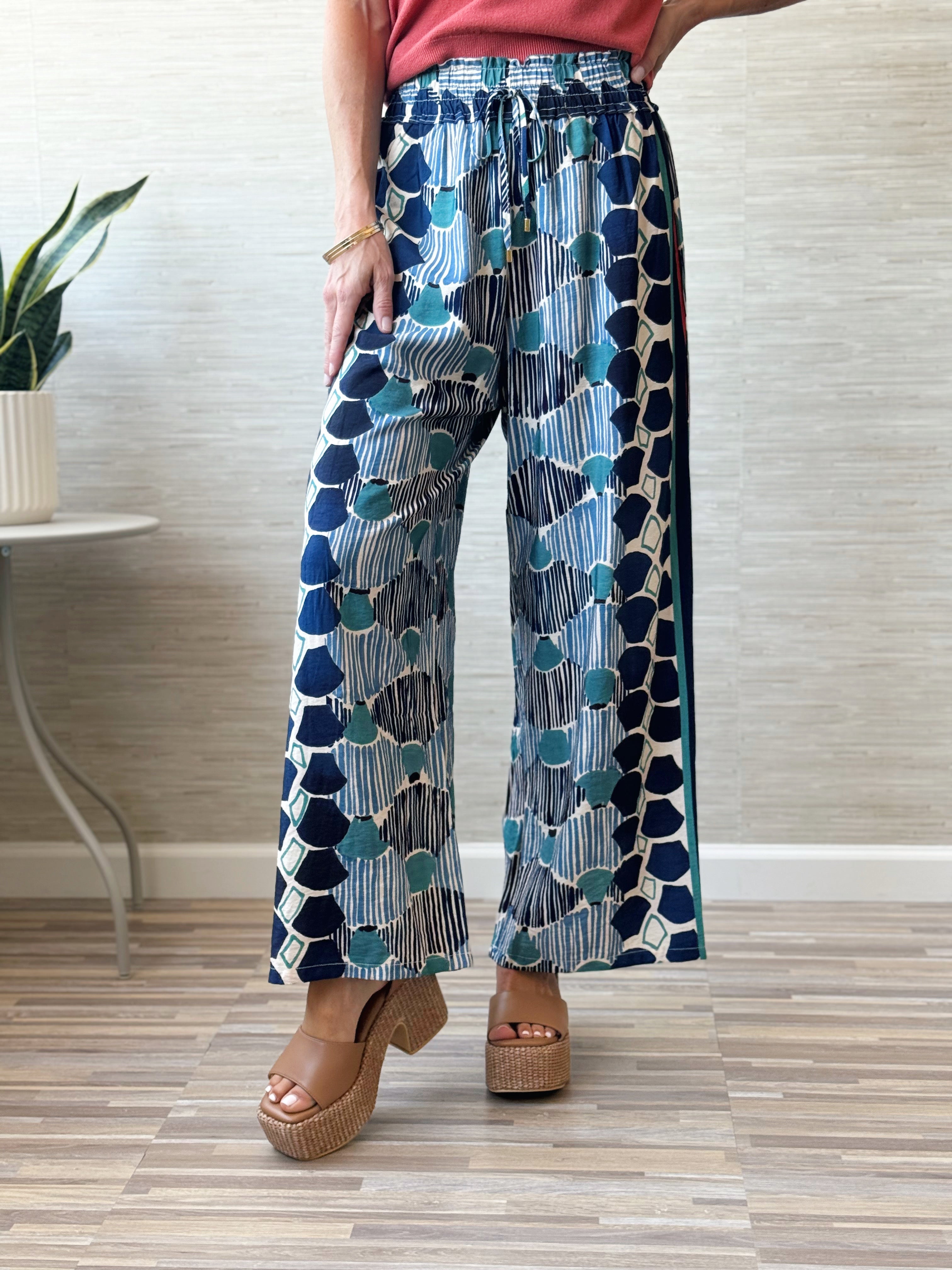 Yuri Pull On Pants - BLUE - willows clothing PANTS