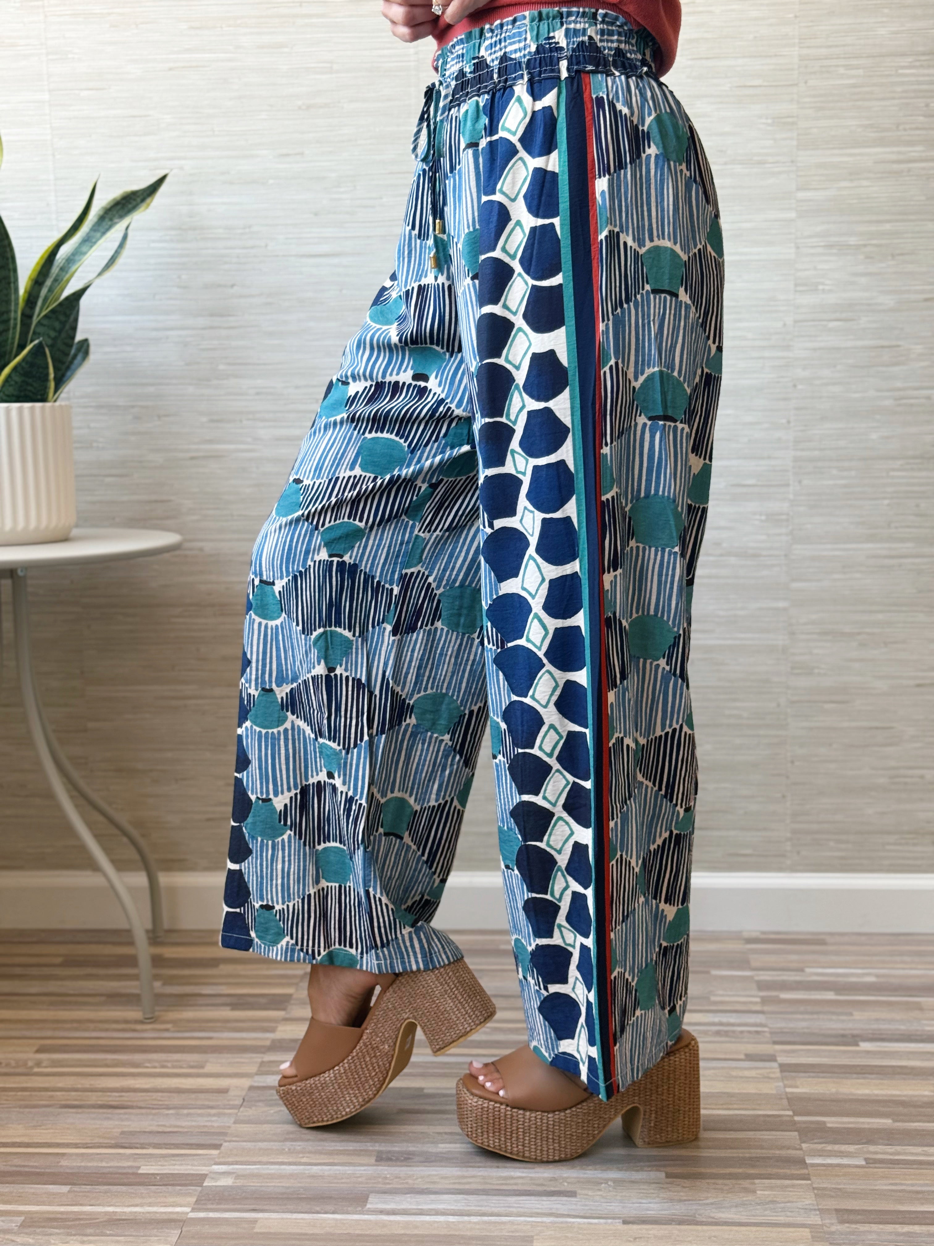 Yuri Pull On Pants - BLUE - willows clothing PANTS