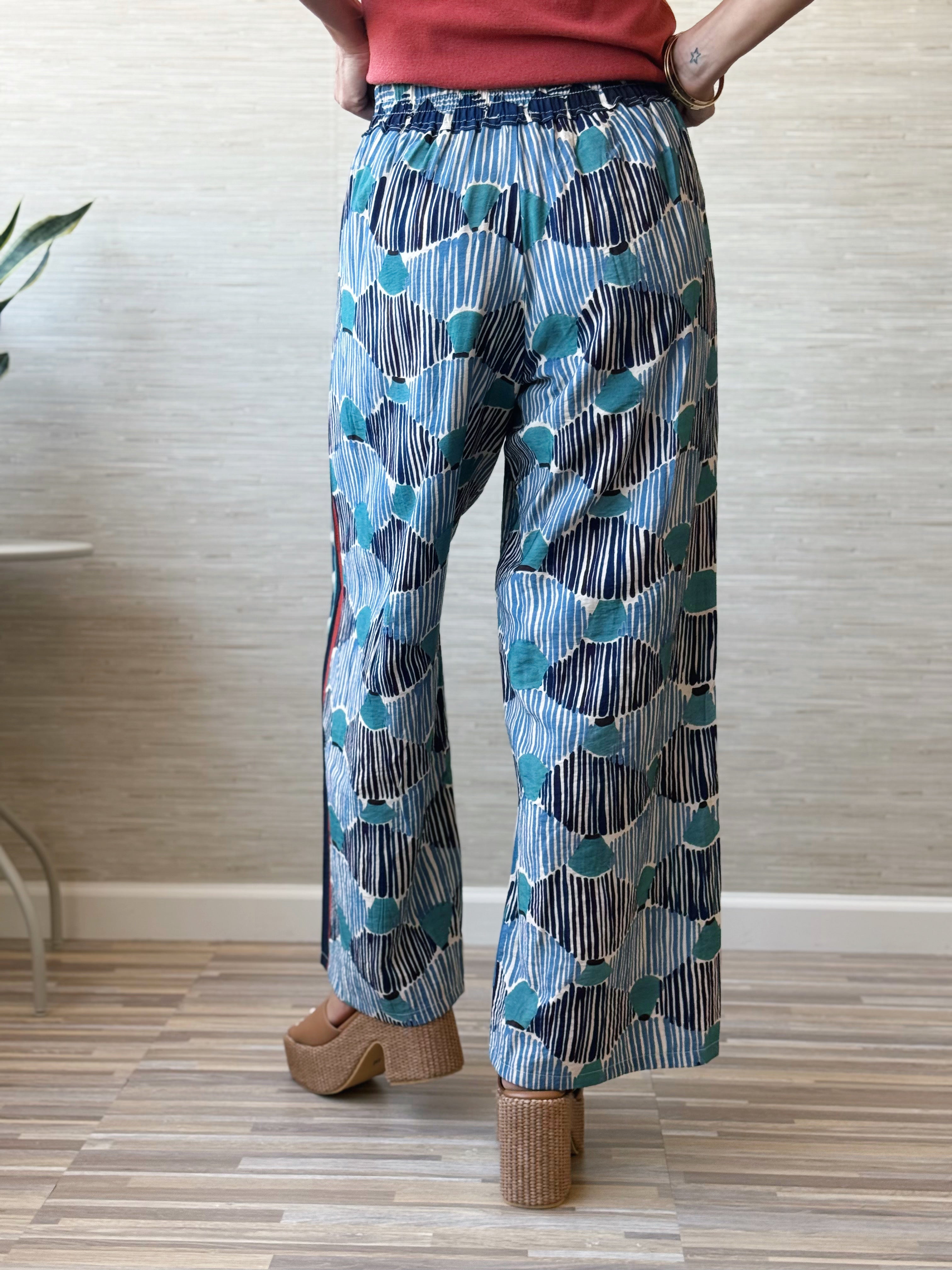 Yuri Pull On Pants - BLUE - willows clothing PANTS