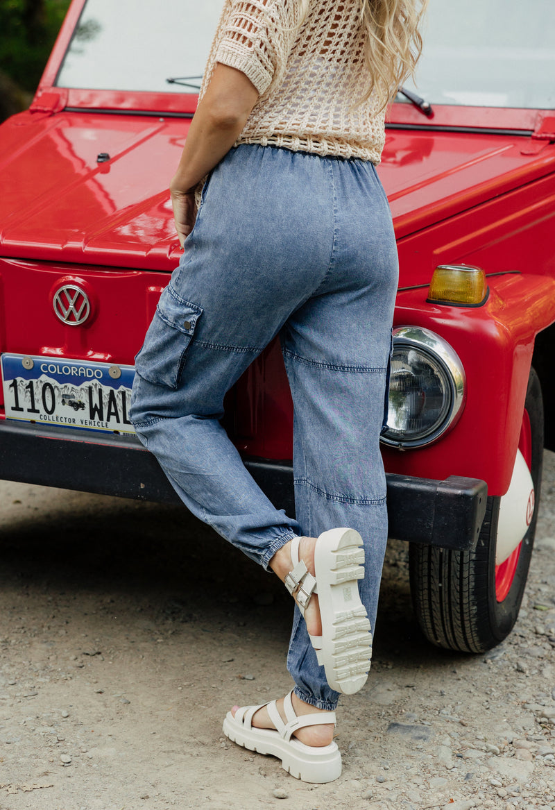Alora Jogger - DARK DENIM - willows clothing JOGGERS