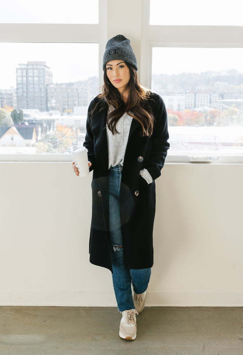 Anastasia Sweater Coat - BLACK - willows clothing JACKET