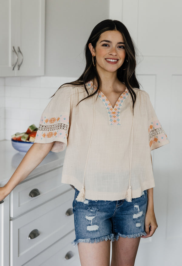 Aniya Top - BEIGE - willows clothing Blouse