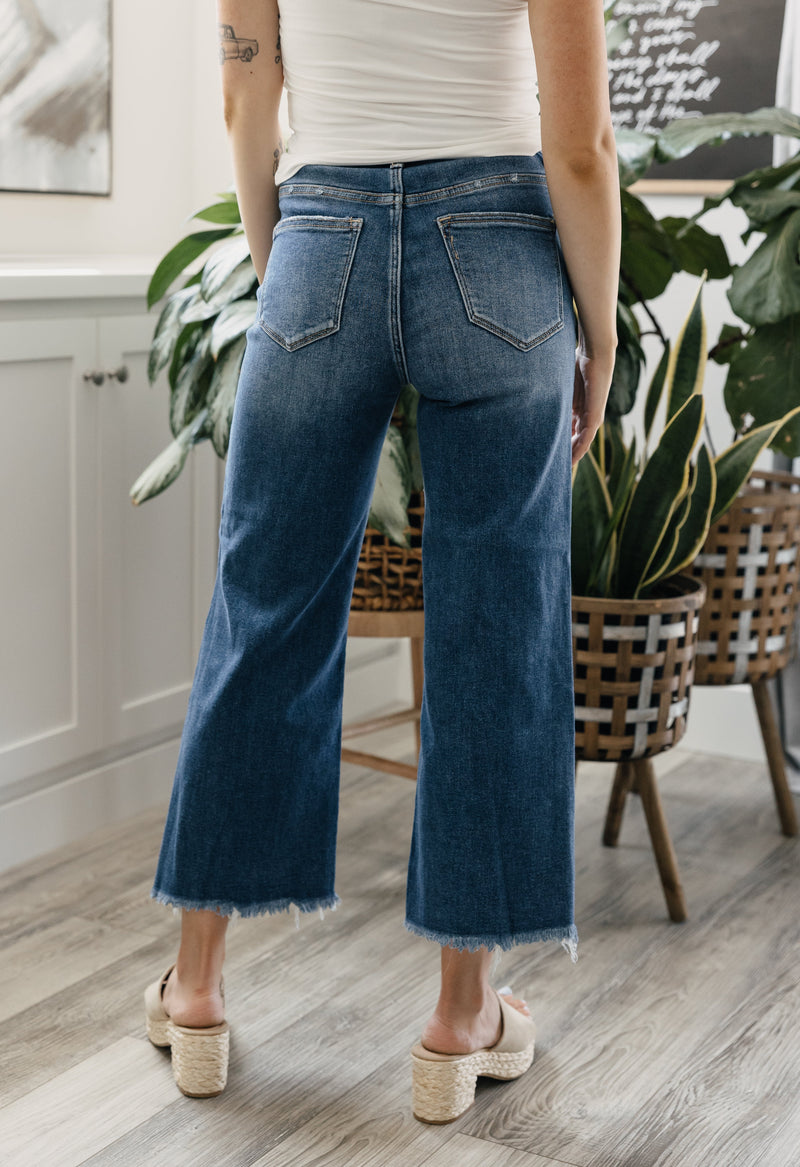 Annalise Jeans - DARK WASH - willows clothing WIDE LEG