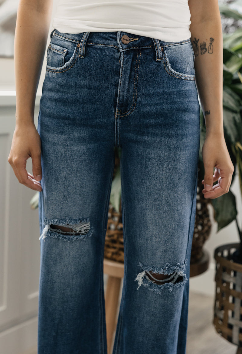 Annalise Jeans - DARK WASH - willows clothing WIDE LEG