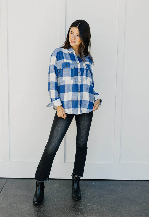 Atonella Flannel - AZURE - willows clothing L/S Shirt